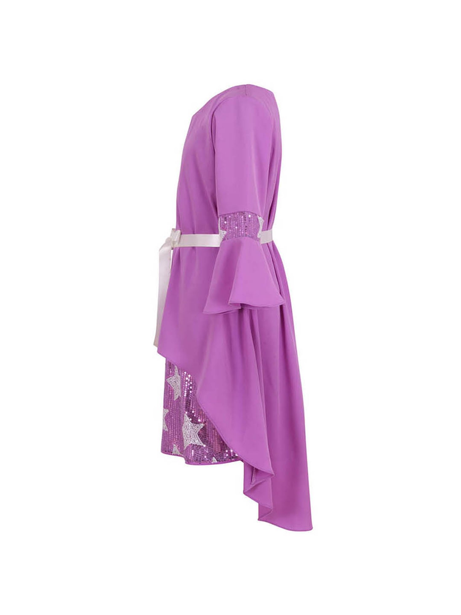 Cutecumber Kids Purple Embellished Dress With Ribbon Belt