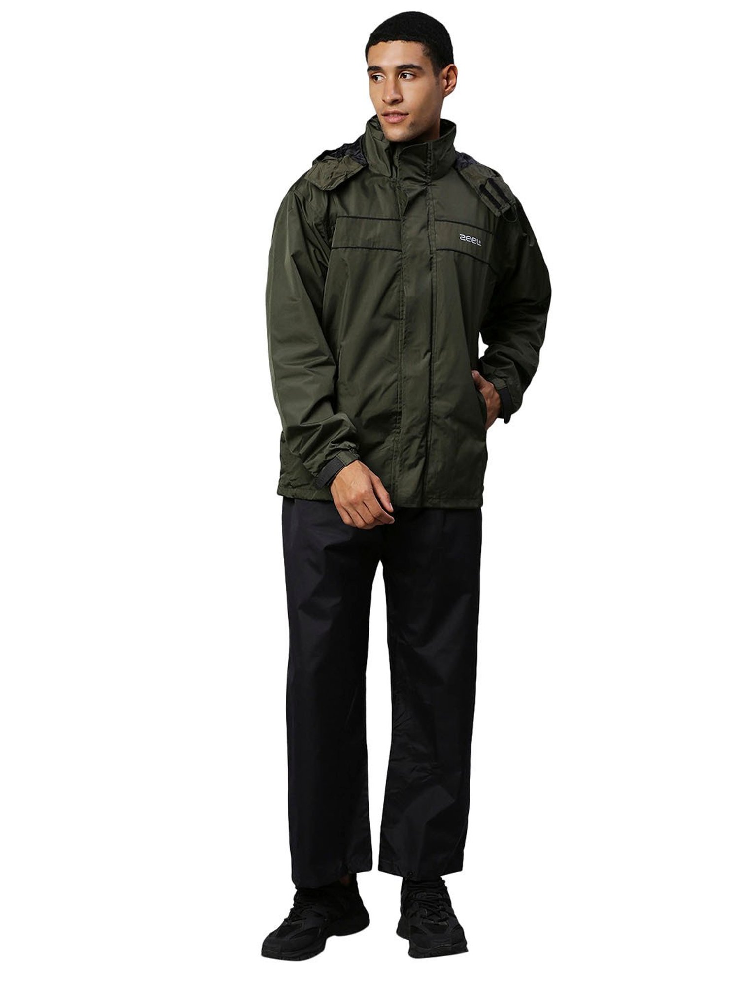 Zeel Olive Regular Fit Rainwear Jacket