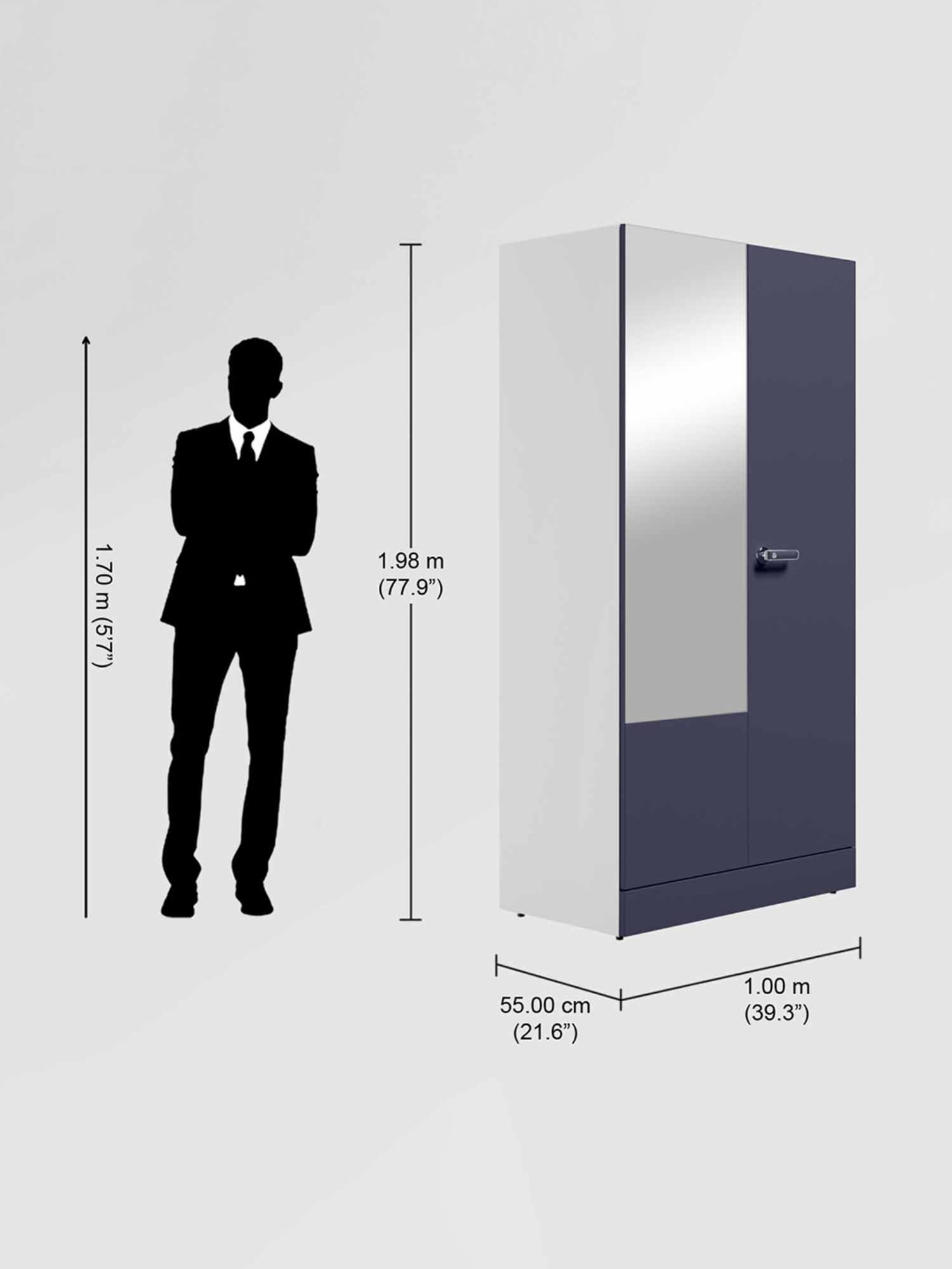 Godrej Interio Auraline Women Basic 2-Door Almirah, Textured Navy Blue (1-Year Warranty, 1 Drawer)