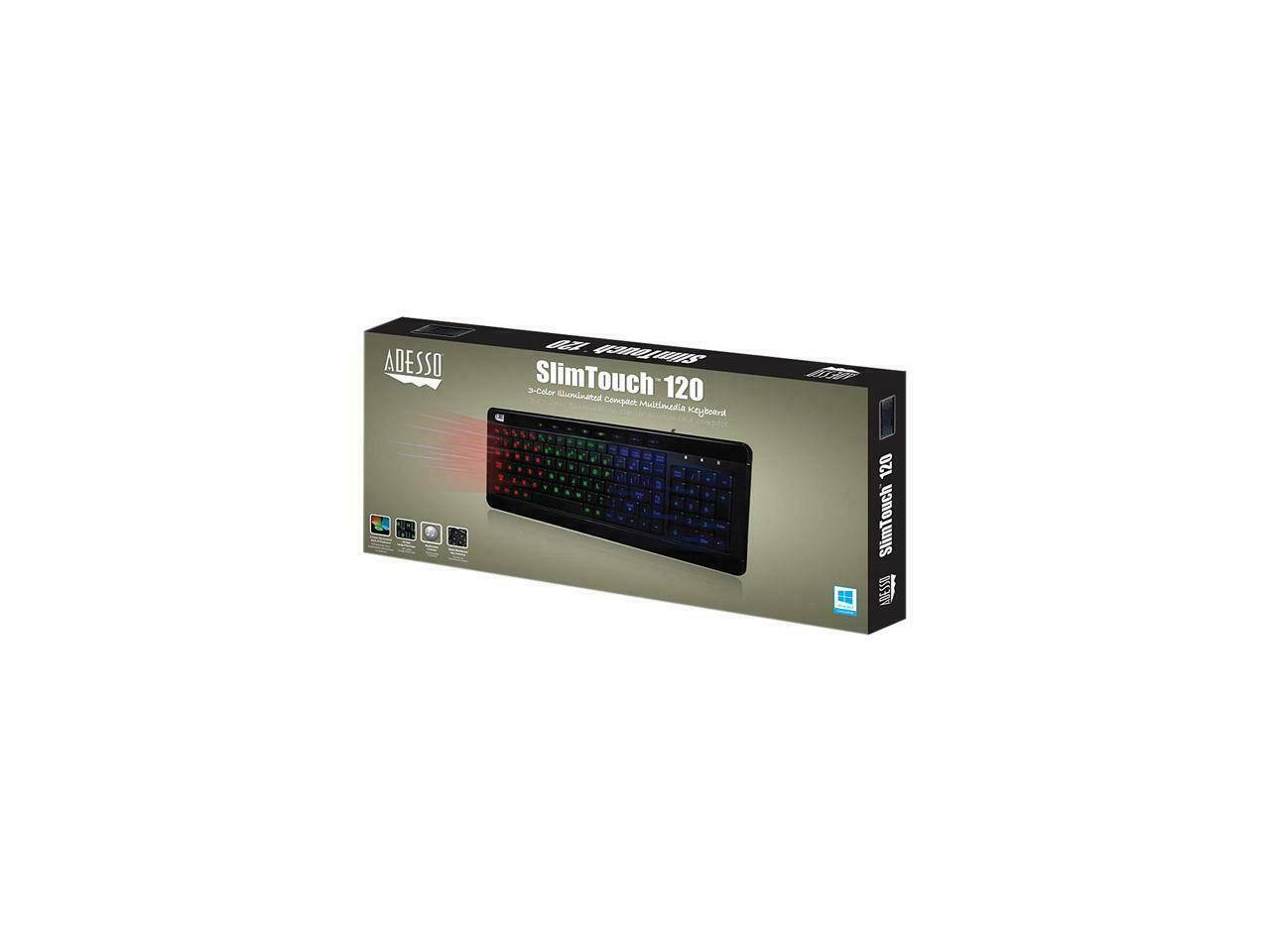 Adesso AKB-120EB SlimTouch  compact size USB keyboard wi 3 RGB colors illuminated