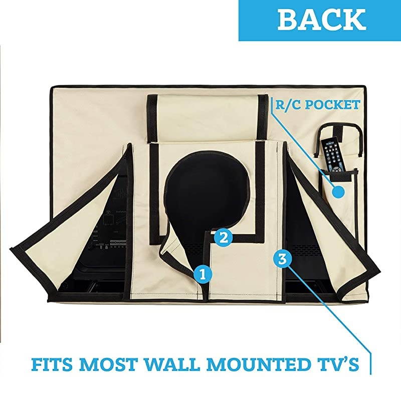 TV Cover 22-24 inch - Universal Weatherproof Protector for Flat Screen TVs - Fits Most TV Mounts and Stands - Beige