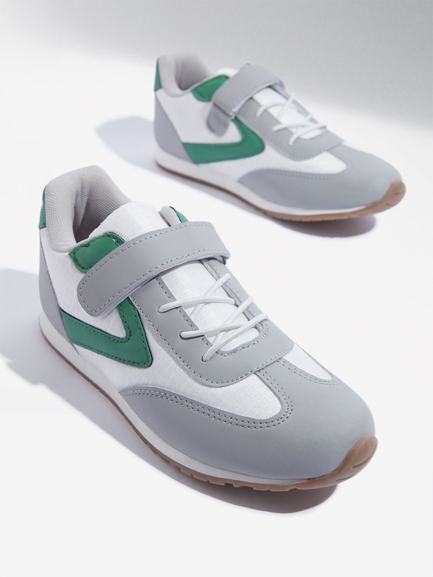 Yellow by Westside Grey Colour-Blocked Velcro Shoes