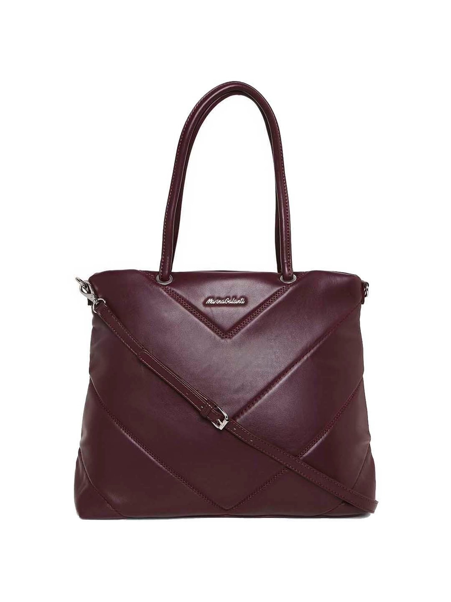 Marina Galanti Maroon Quilted Medium Tote Handbag