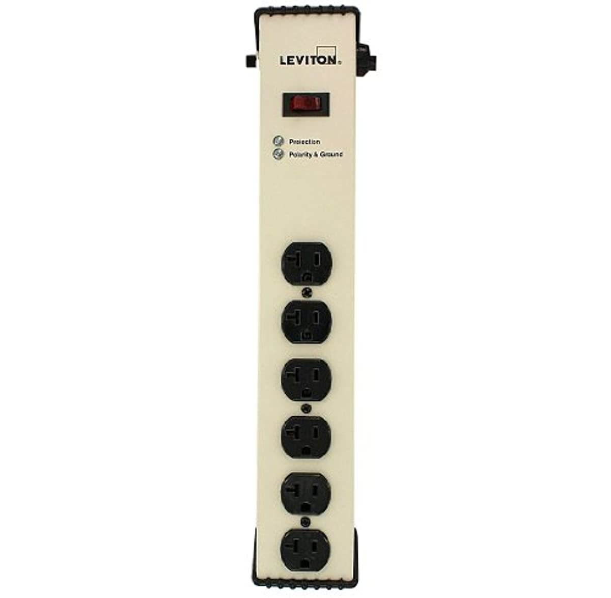 Leviton 5100-IS2 120 Volt, 20 Amp, Surge Protected, 6-Outlet Strip with Switch, Heavy Duty, 6-Ft, Gray