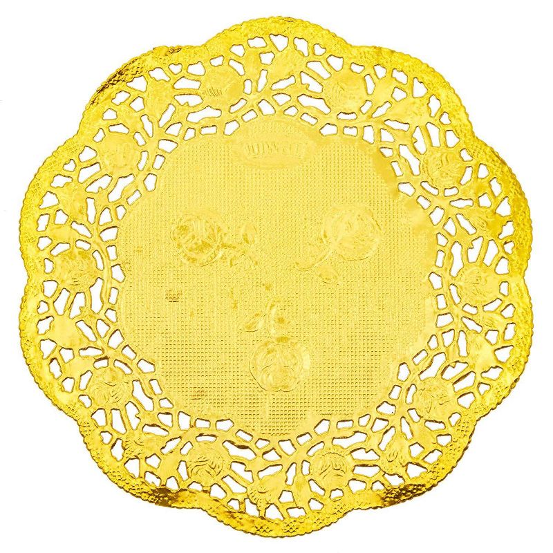Juvale 300pcs Small Gold Round 4" Disposable Paper Doilies Lace for Art Craft Wedding Table D'ecor
