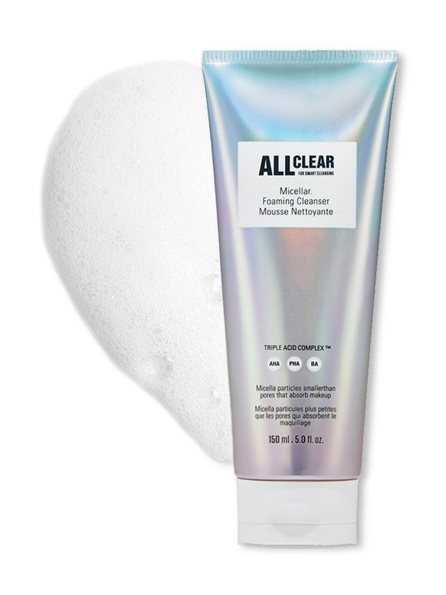The Face Shop All Clear Micellar All-In-One Cleansing Foam with Hyaluronic Acid, AHA & PHA - 150 ml