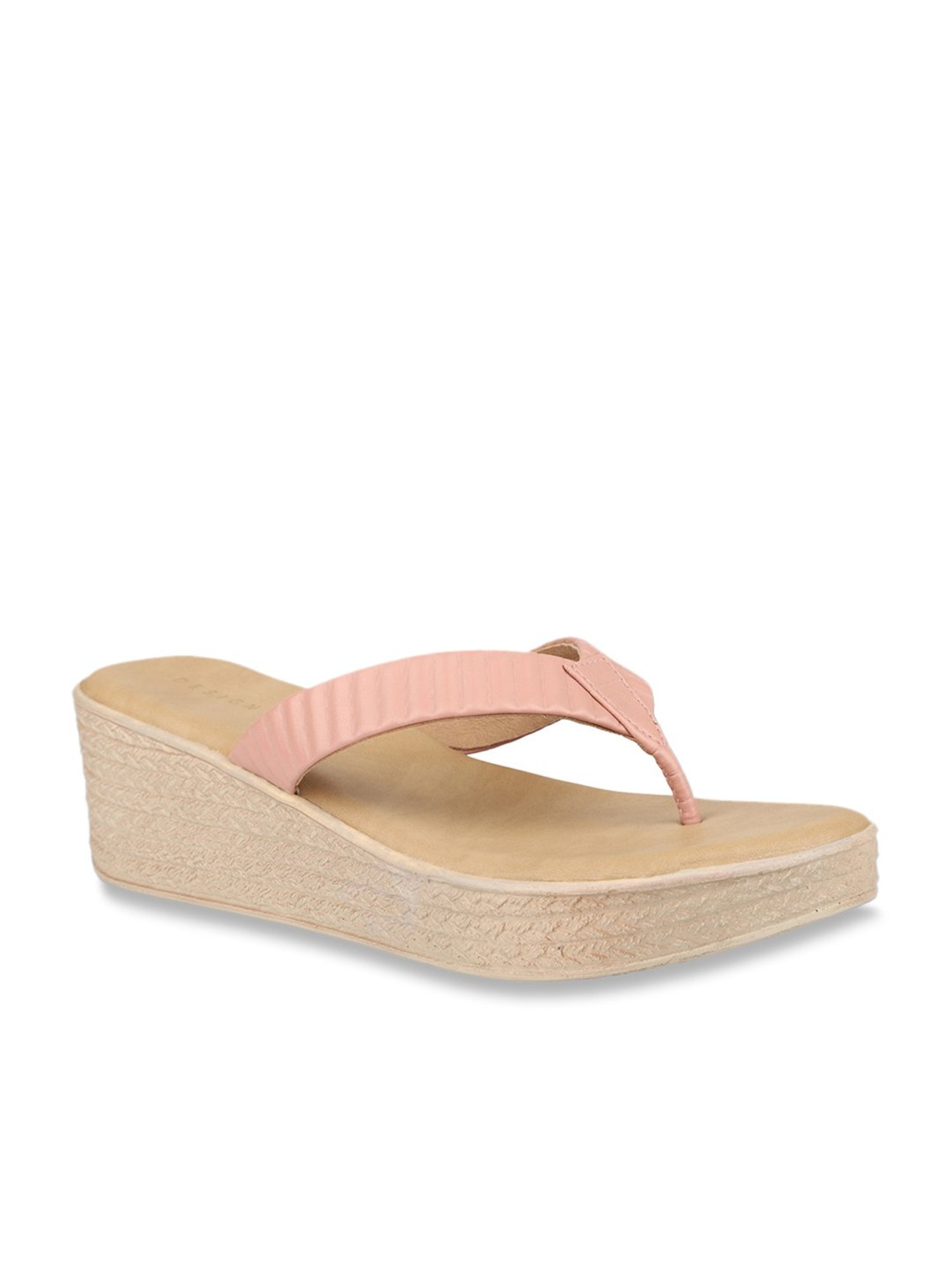 Design Crew Women's Pink Thong Wedges