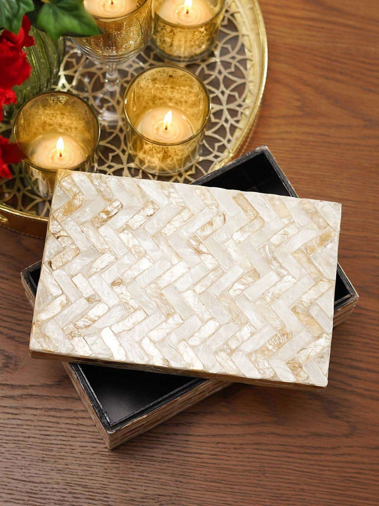 Pure Home and Living Cream M Of Pearl Rectangular Box