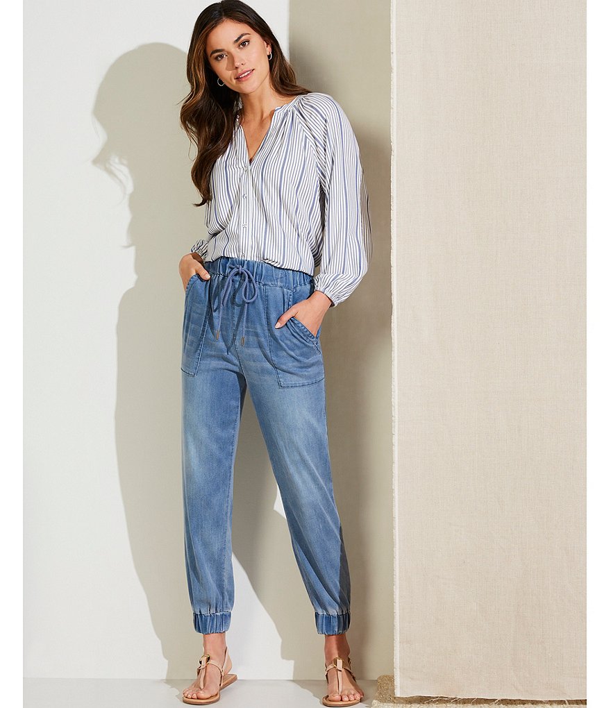 Gibson & Latimer Striped 3/4 Sleeve Peasant Shirt