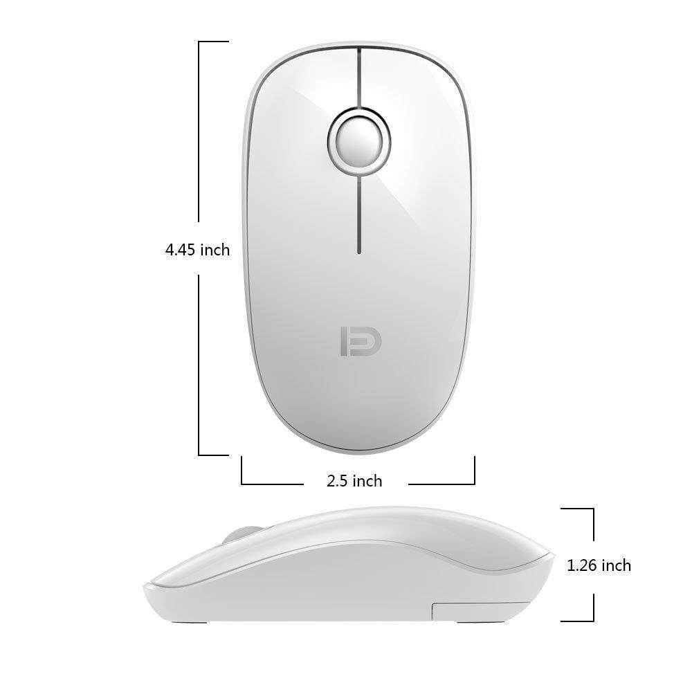 Wireless Mouse, FD V8 2.4G Ultrathin Silent Wireless Mouse with Battery&Nano Receiver 1500 DPI Precise Control for Notebook Computer PC Laptop MacBook and Chromebook (White)