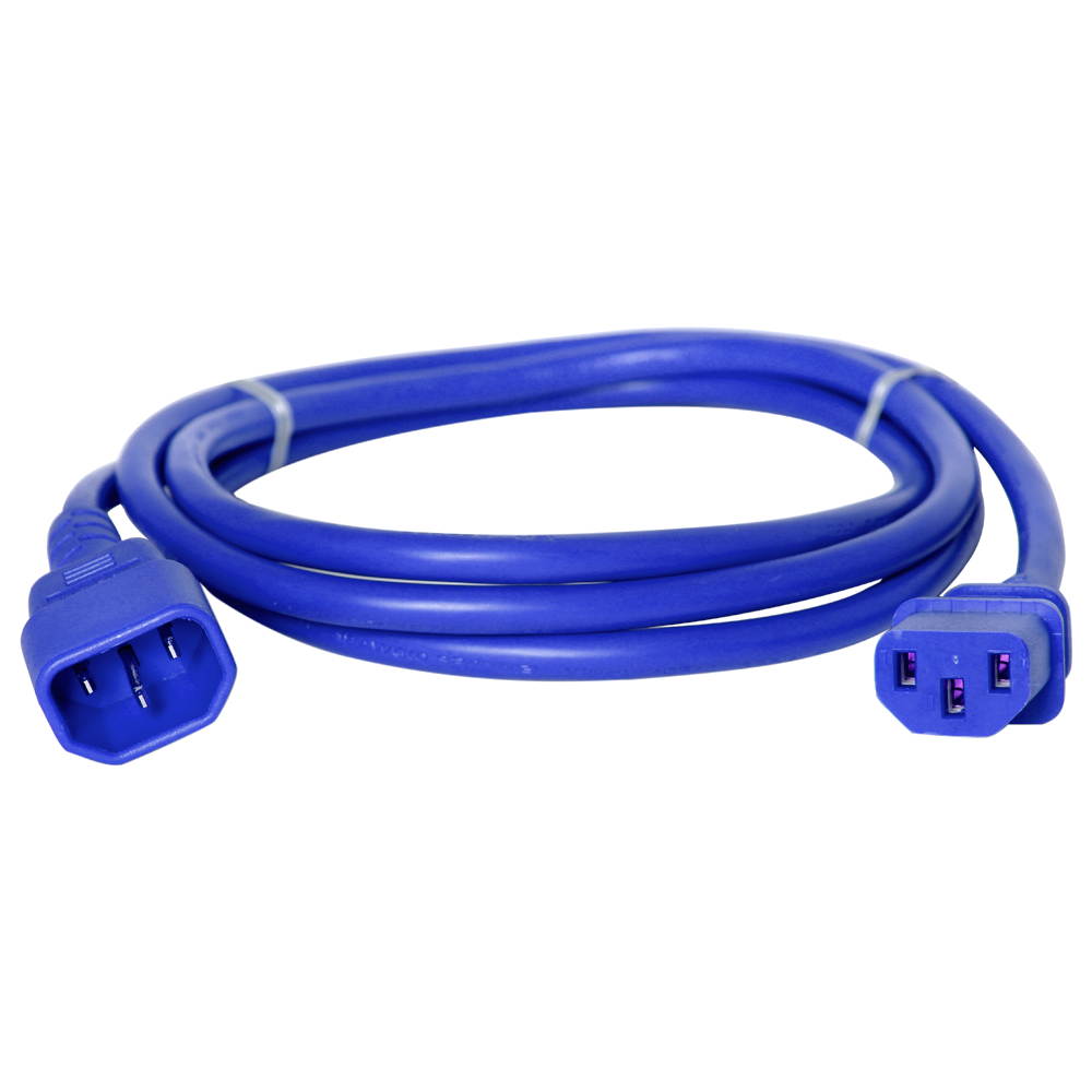 Ironbox C14 to C13 Connector Power Cord - 1 Foot - Blue - 10A/250V - 18/3 SJT - IBX-2817-01
