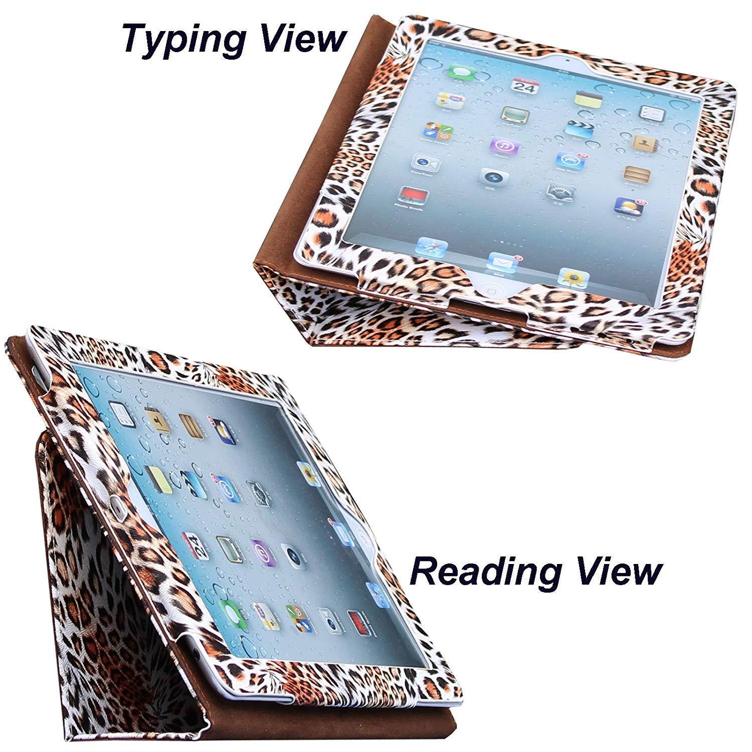2017/2018 New iPad 9.7 Case - JYtrend (R) Folio Stand Magnetic Smart Cover for Apple iPad 5th/6th Gen A1822 A1823 A1893 A1954 with Auto Wake/Sleep (Leopard)