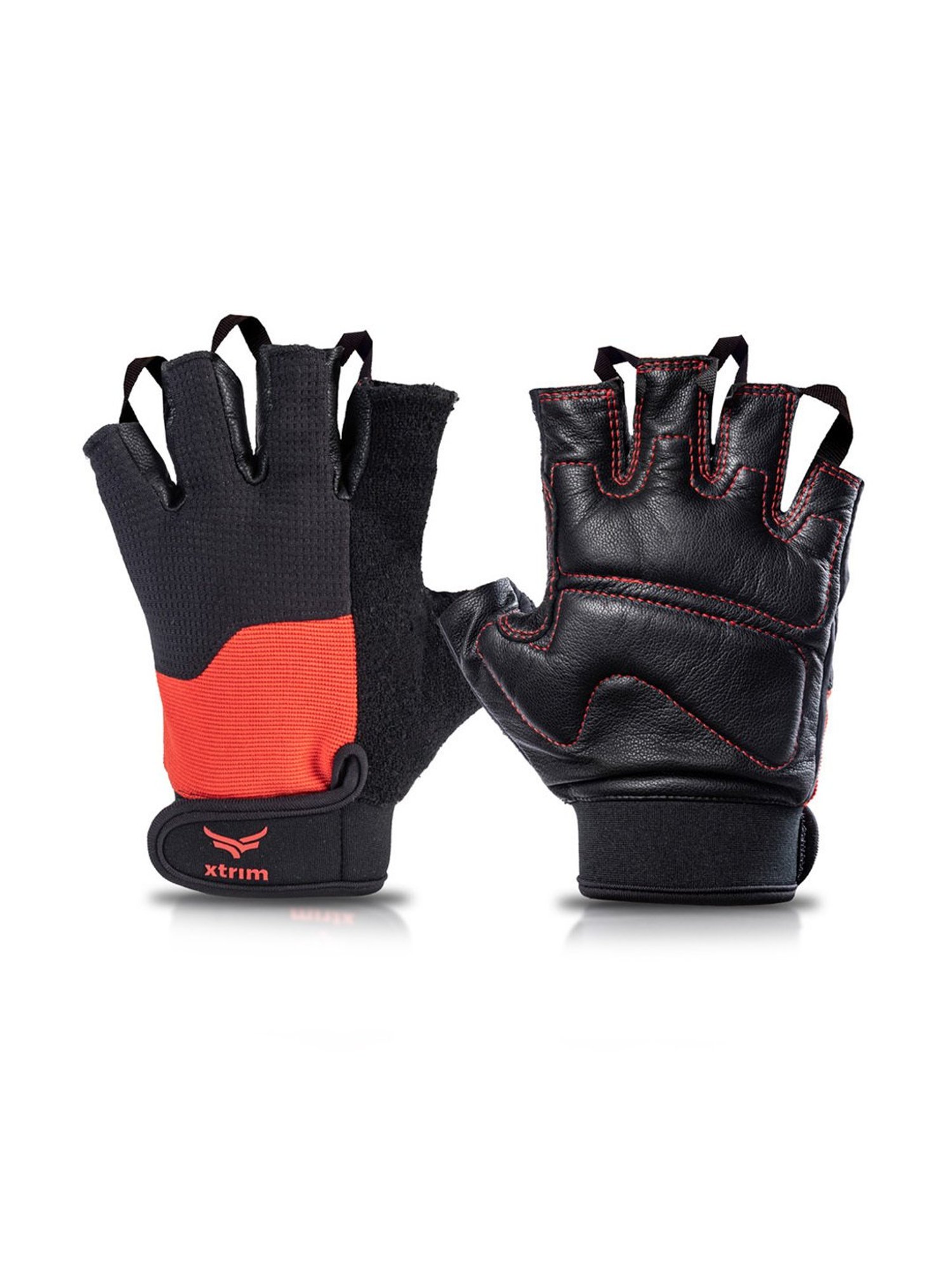 Xtrim One Fit Pro Leather Gym Gloves (Red) Size - Free Size