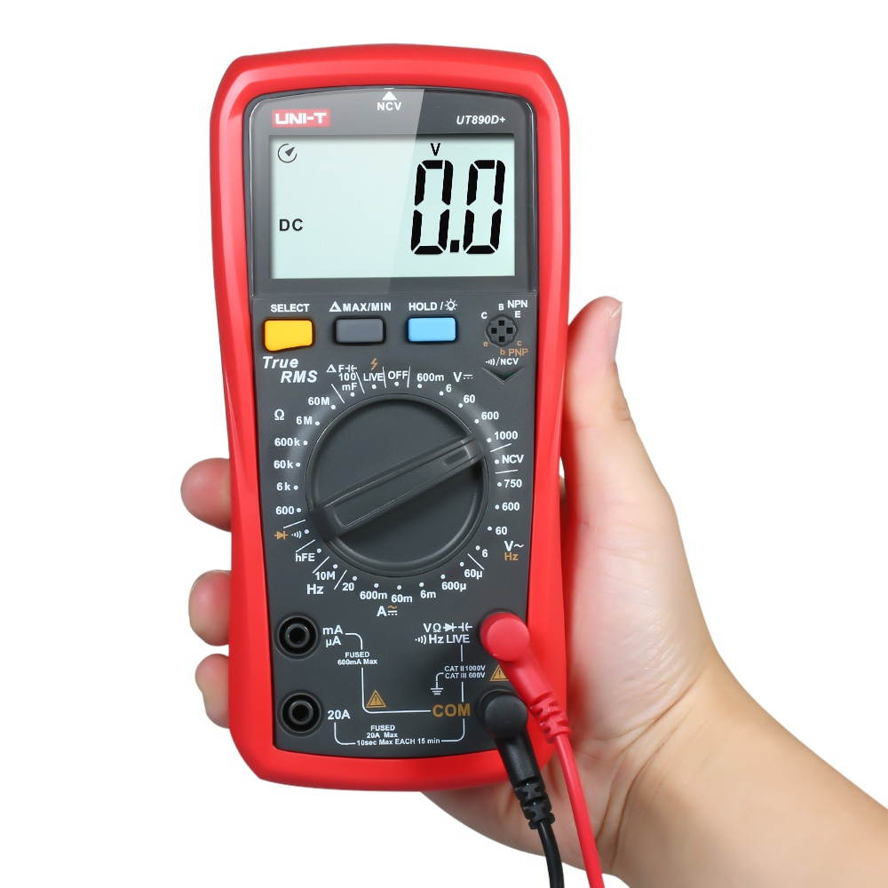 UNI-T UT890D+ Digital Multimeter True RMS Handheld Mini Universal Meter AC DC Voltmeter Ammeter High Accuracy Measure AC/DC Voltage Current Resistance Capacitance Frequency Diode Tester Fire Wire