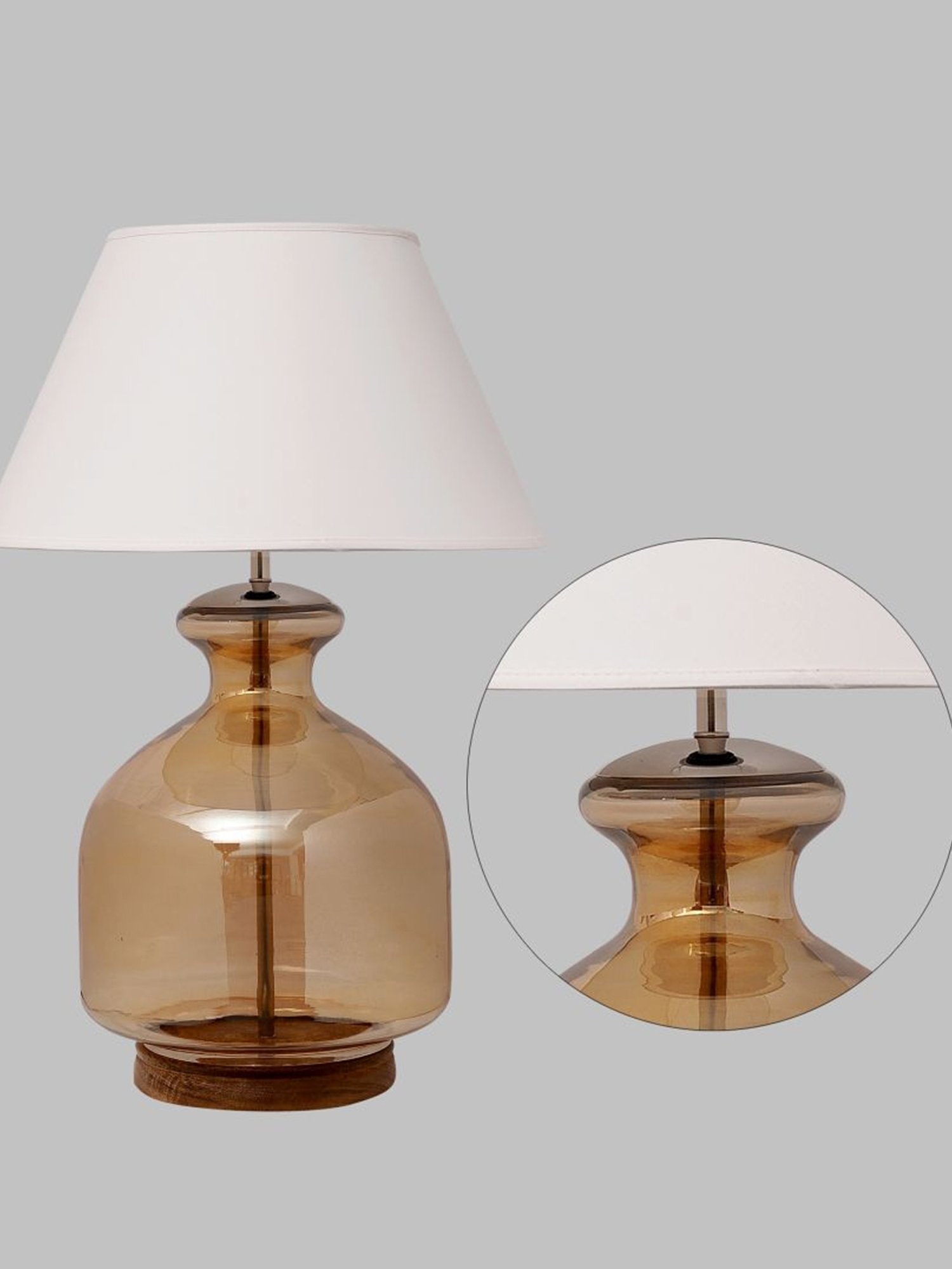 Kapoor Lamp Shades Amber & White Glass Alper Luster Cotton Shade Table Lamp