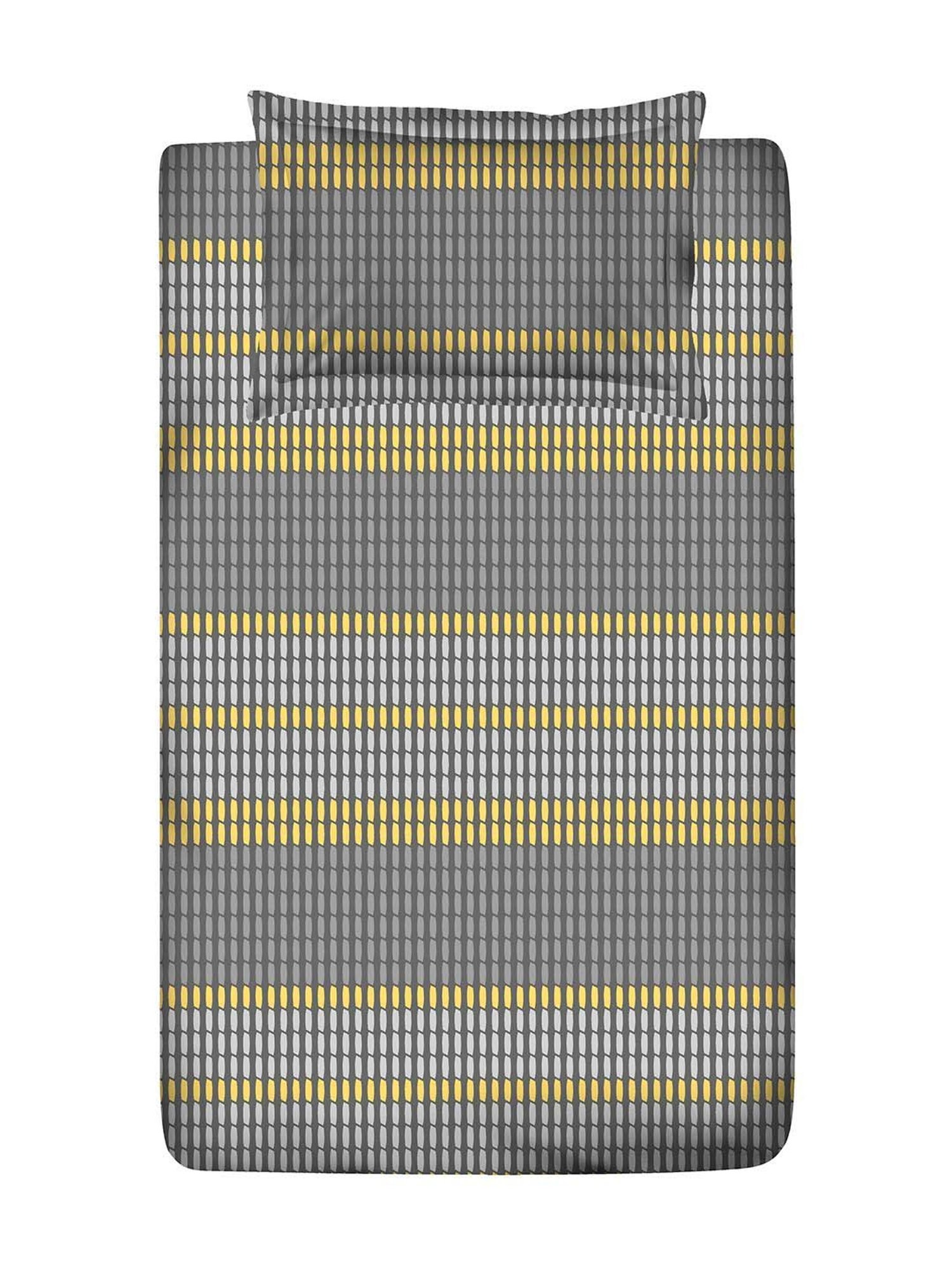 Layers Cotton Plus Grey Cotton Blend 120 TC Single Size Bed Sheet with Pillow Cover