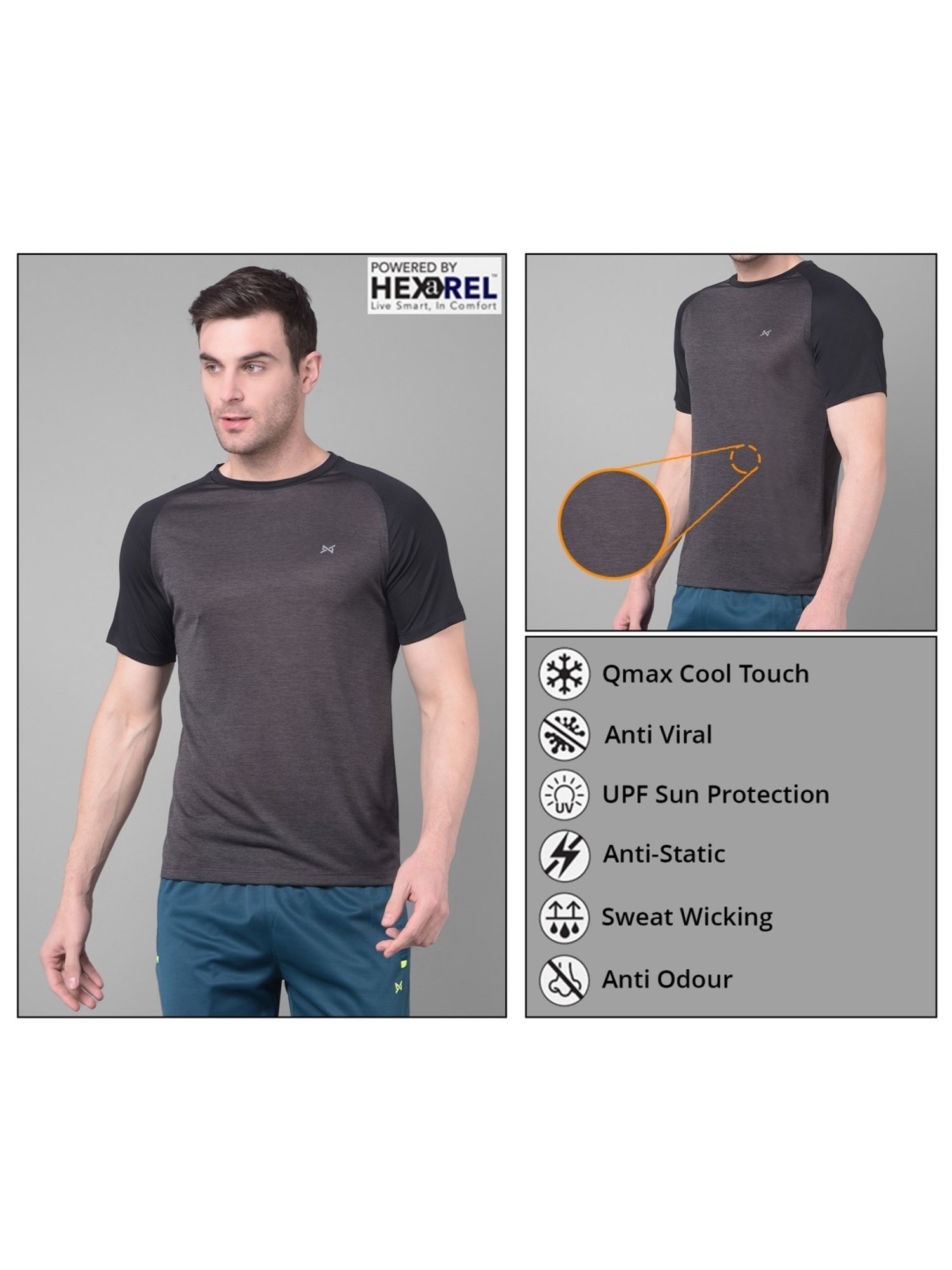 Force NXT Multicolored Regular Fit Colour Block Sports T-Shirt - Pack Of 3