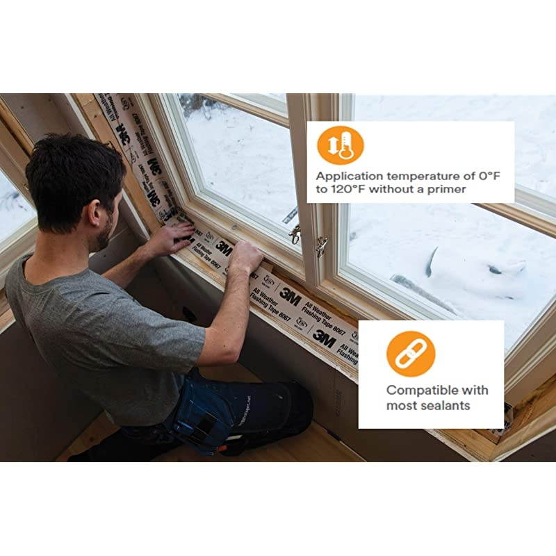 Flashing Tape 8067 6 in x 75 ft Waterproof Adhesive Backed All Weather Seal Doors Windows Openings in Wood Frame Construction