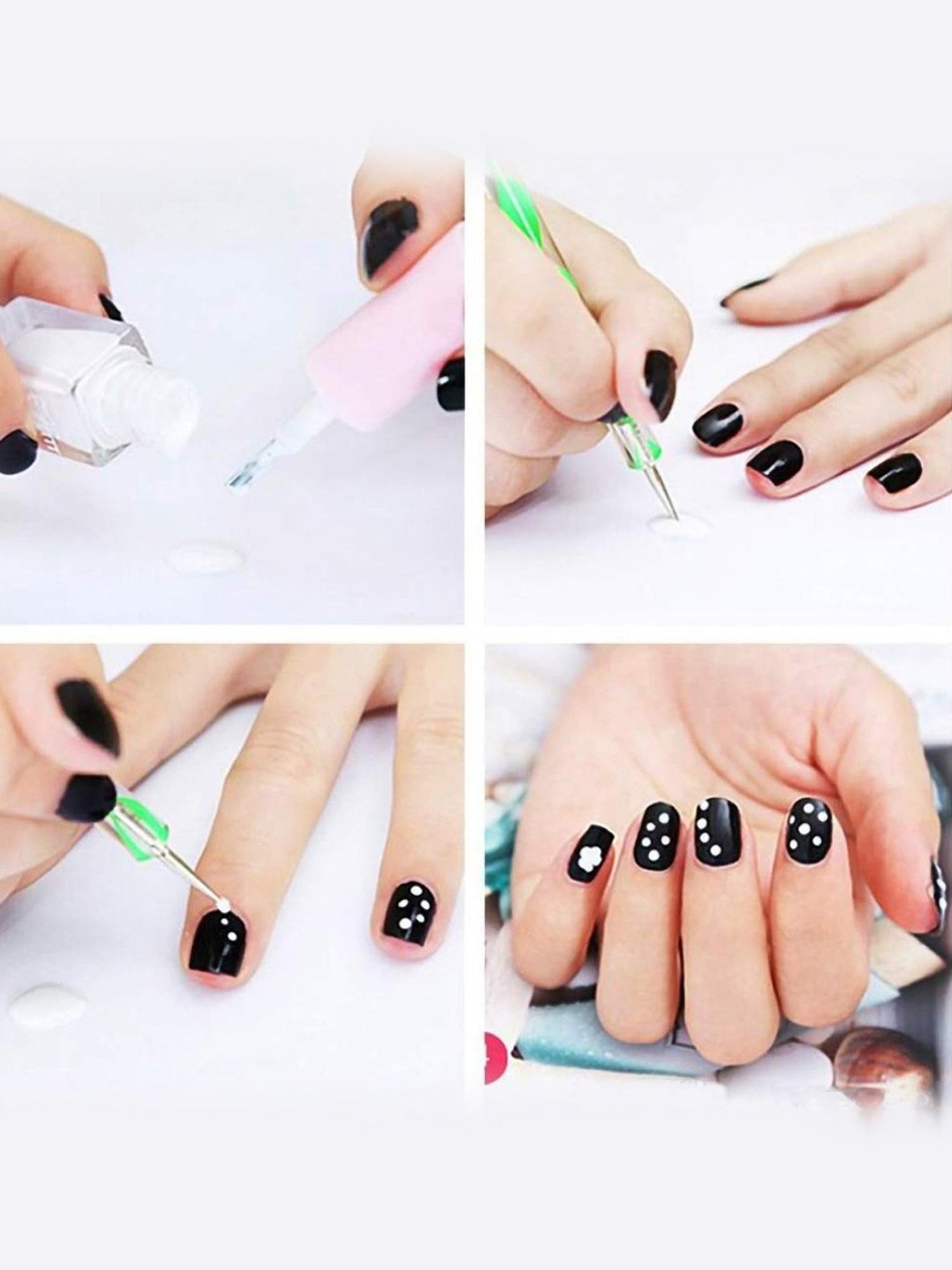 Bronson Professional Nail Art Kit Brush Set with Dotting Pen Dual Side Tool - 5 Pieces