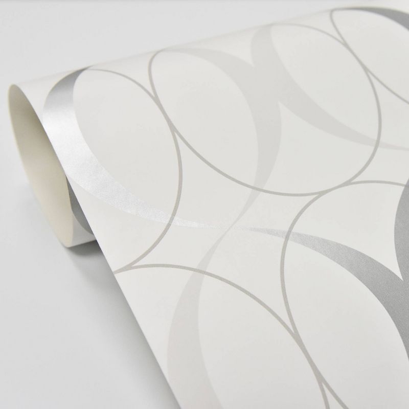 NuWallpaper Circulate Light Silver Peel & Stick Wallpaper