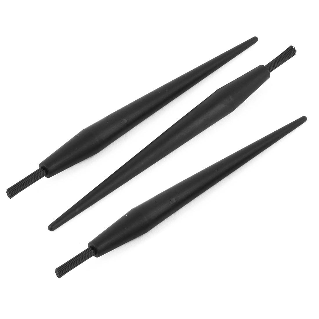 3 Pcs Black Plastic Handle Pen Shaped Anti Static Conductive ESD Brush
