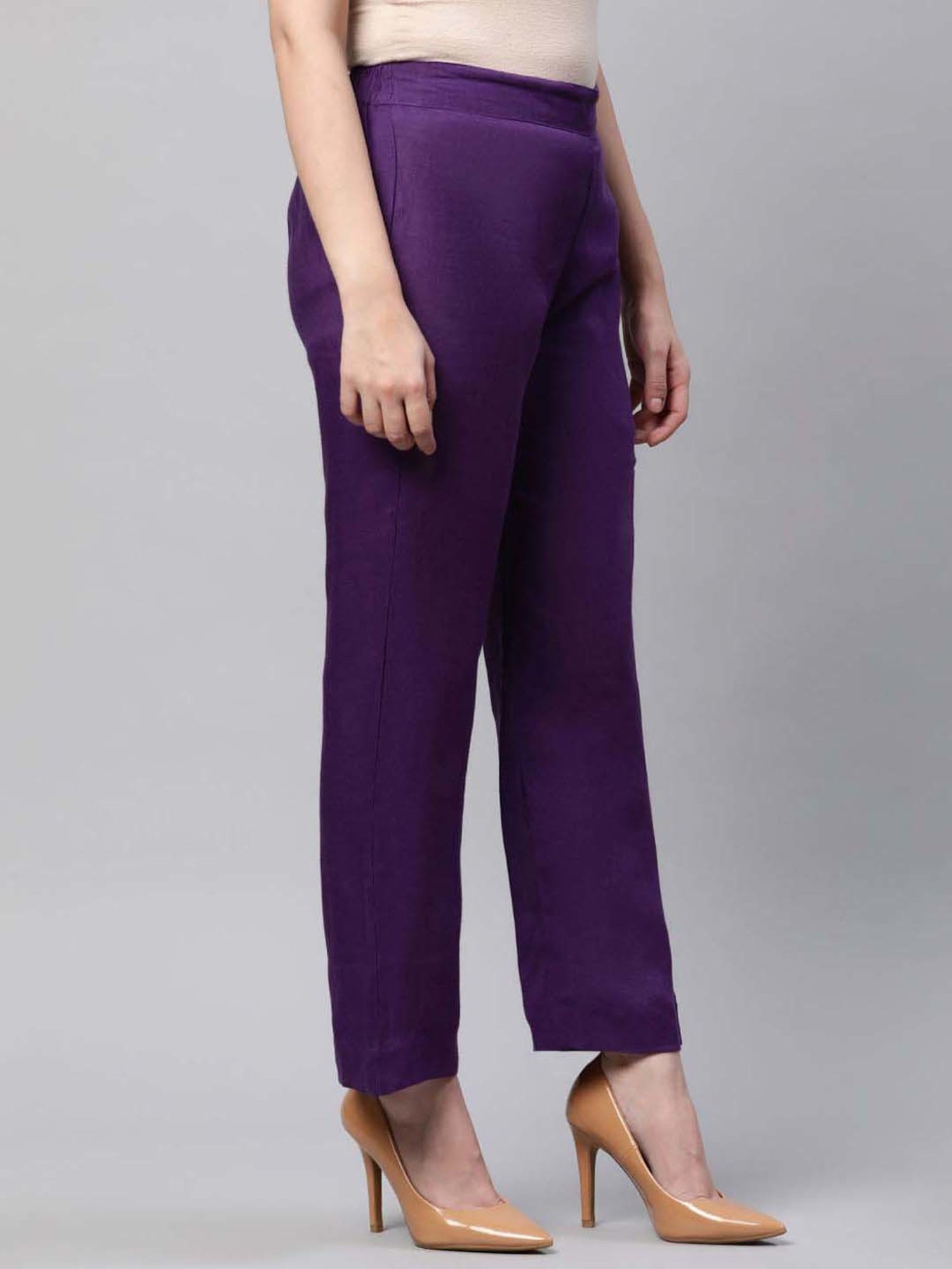 Linen Club Woman Purple Linen Pants