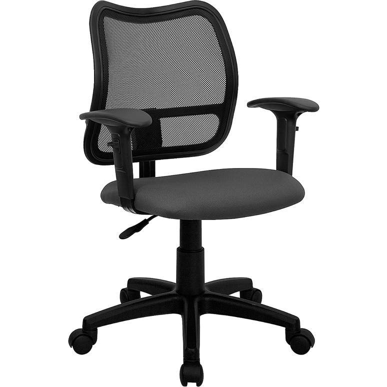 Mid-Back Gray Mesh Swivel Task Chair with Adjustable Arms
