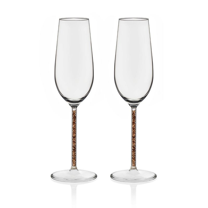 Libbey Glint Gold Stem Flute Glasses 9oz - Set of 2