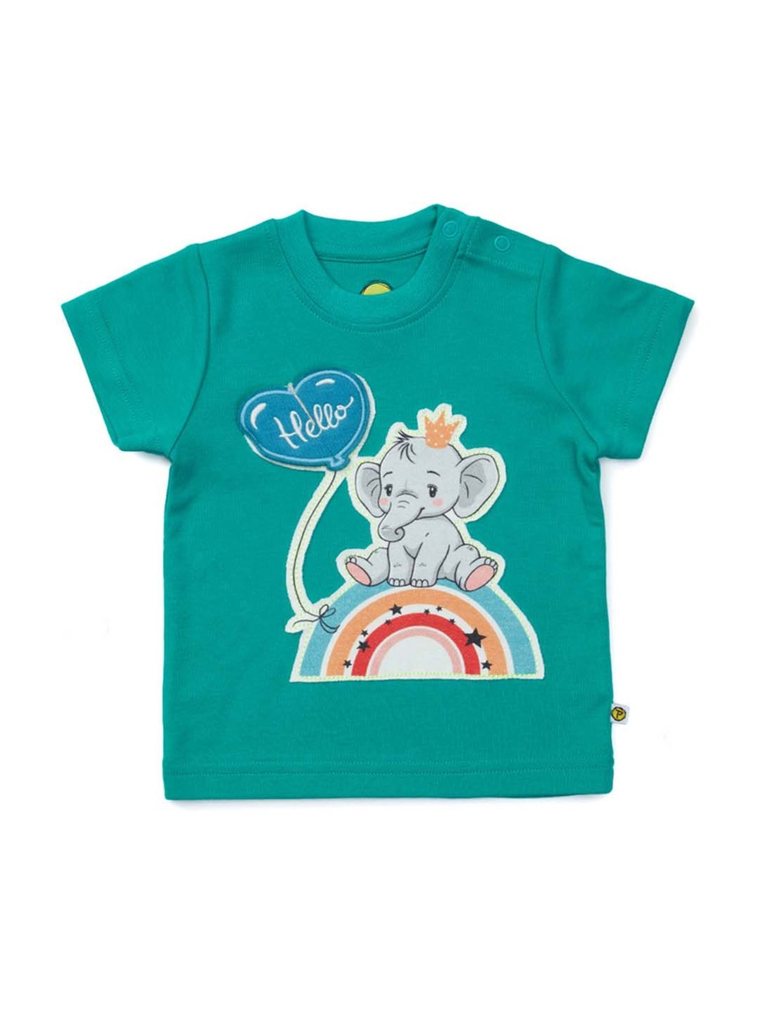 Pranava Kids Green & Yellow Printed T-Shirt (Pack of 2)