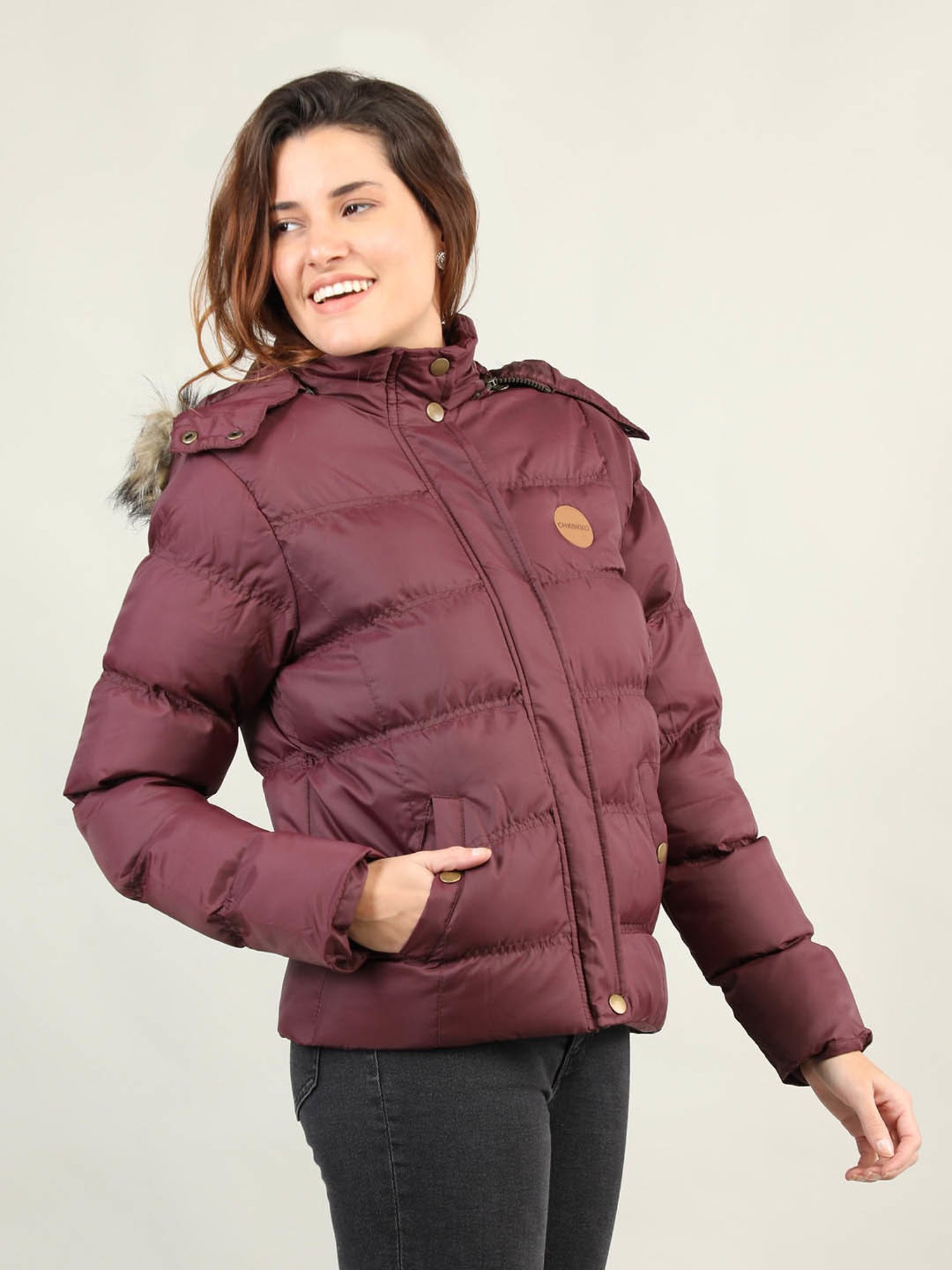 Chkokko Maroon Quilted Jacket