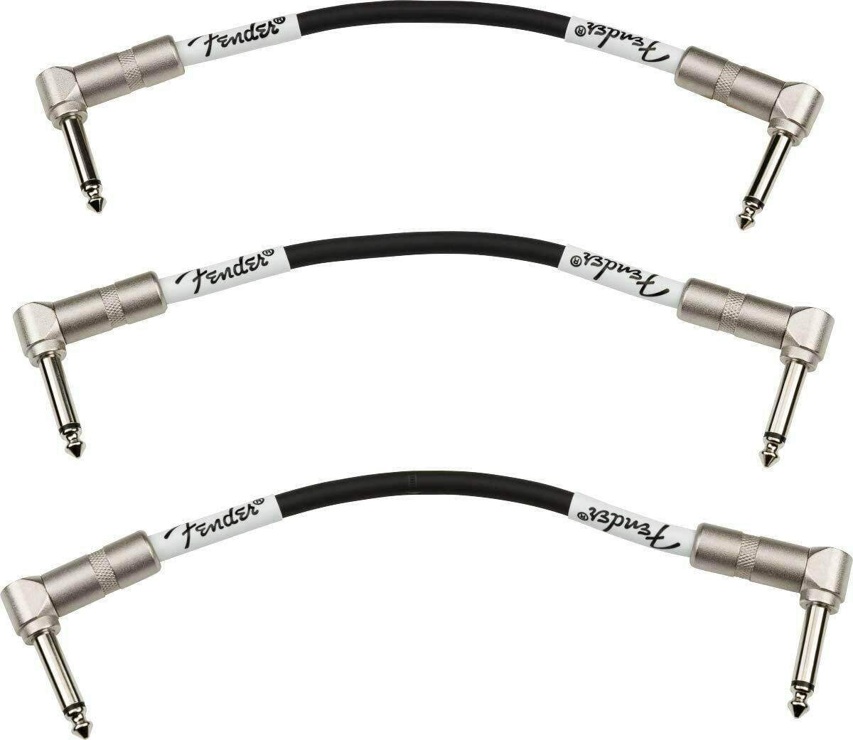 Fender 6" Professional Series Patch Cable, 1/4"-Right Angle, Black - 3 Pack
