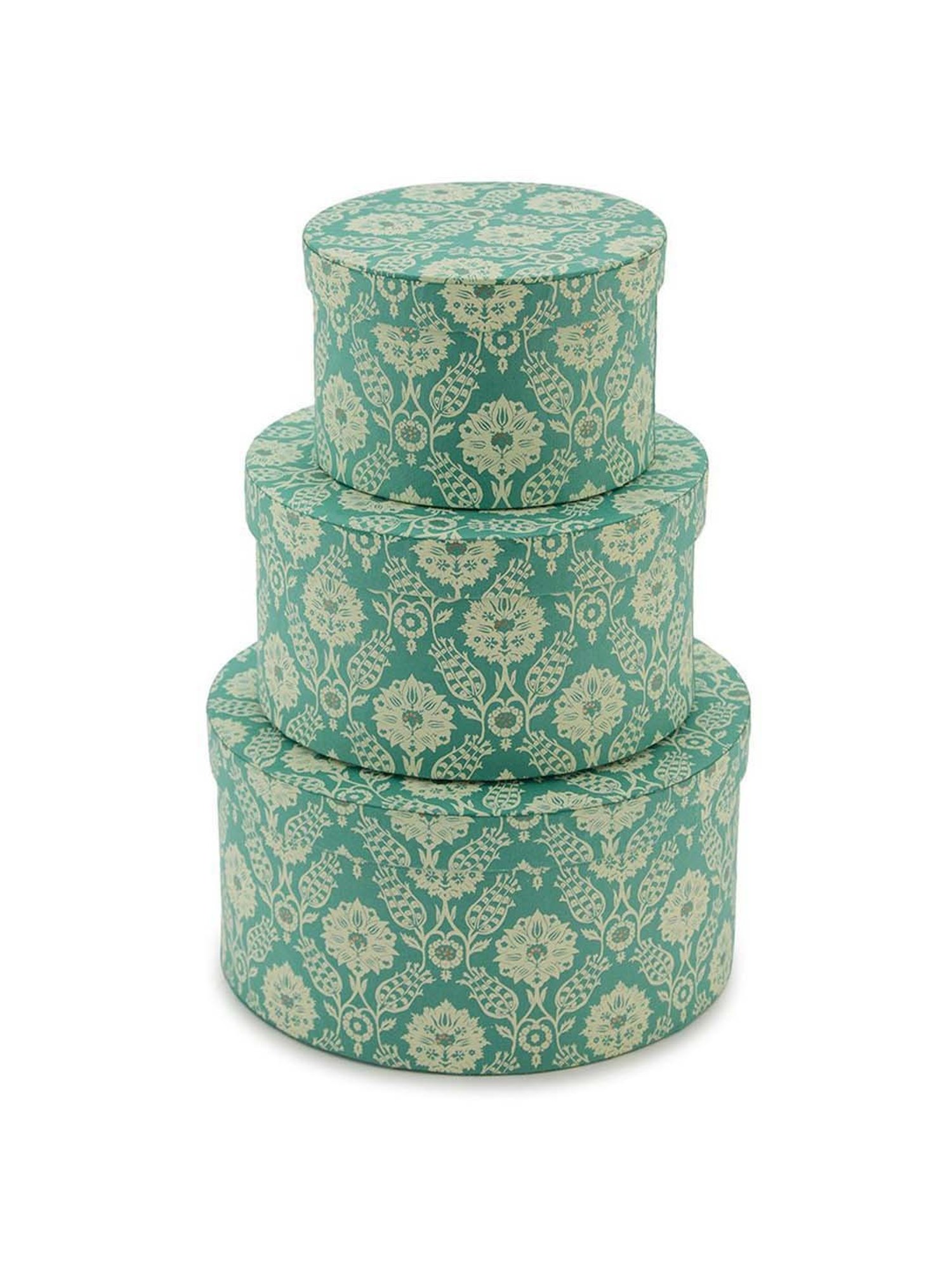Fabindia Home Teal Paper Printed Sarkhaab Gift Box - Set of 3
