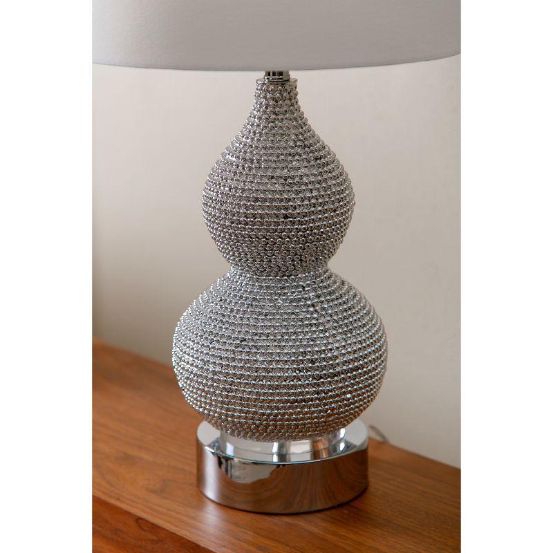 (Set of 2) Vida Beaded Table Lamp Silver  - Abbyson Living