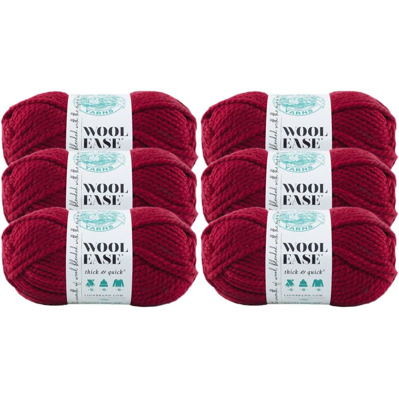 6pk Wool-Ease Thick & Quick Yarn Cranberry - Lion Brand Yarn