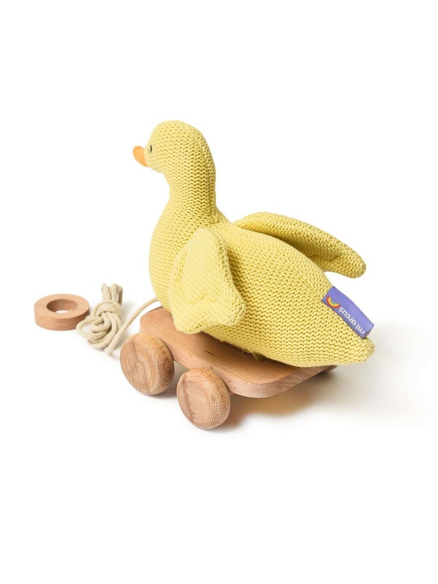 MiArcus Kids Yellow & Brown Duck Push And Pull Soft Toy