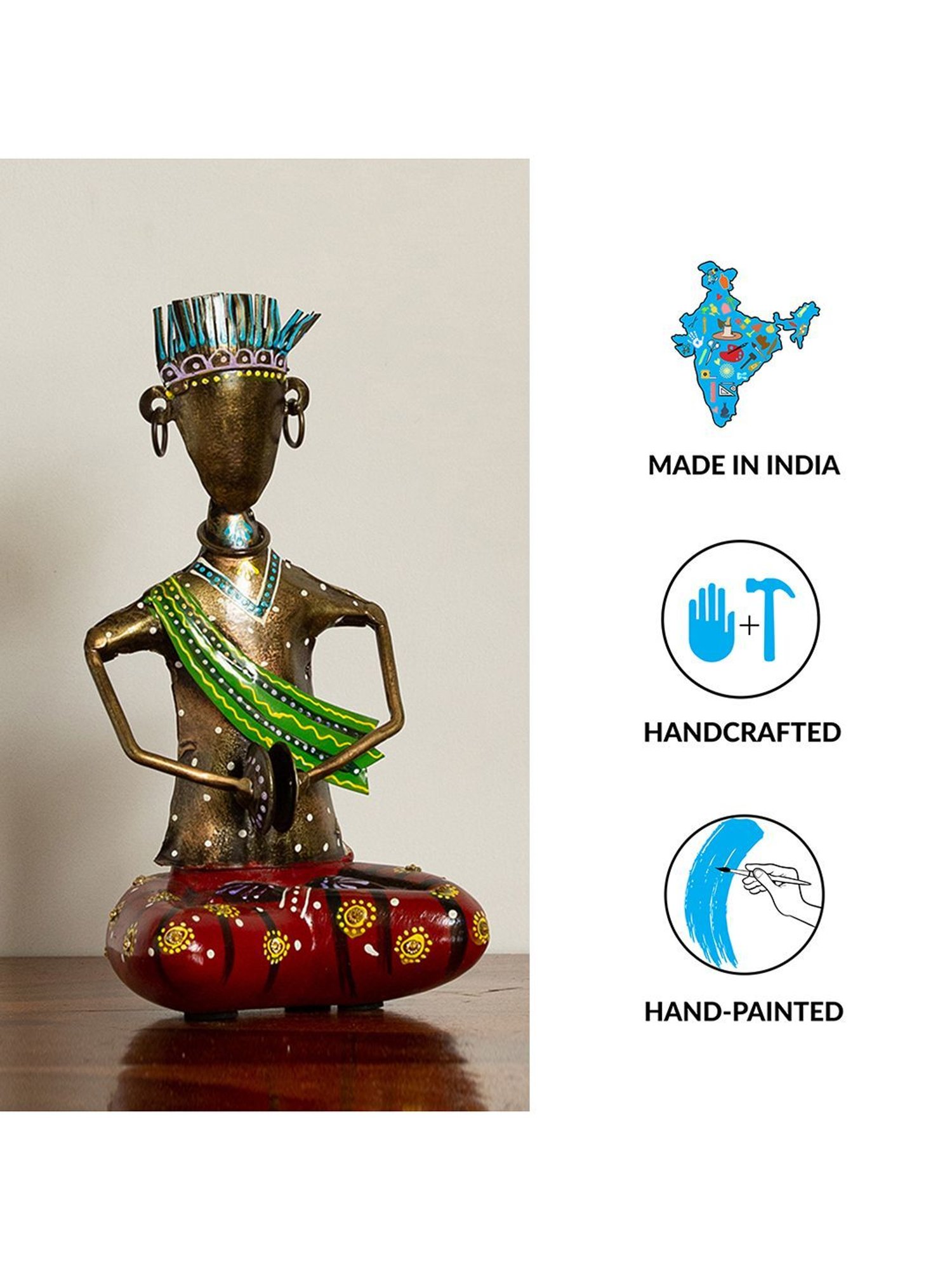 ExclusiveLane 'Manjirawala Folk Artist' Multicolor Iron Decorative Piece - Set of 1