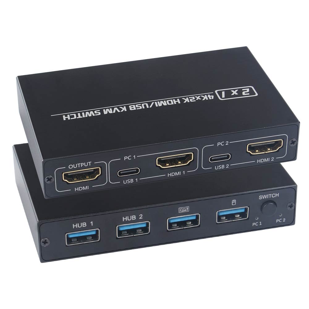 4K@30HZ USB HDMI KVM Switcher USB 2.0 Switch Splitter For 2 PC Sharing 4 Keyboard Mouse Printer Plug And Play