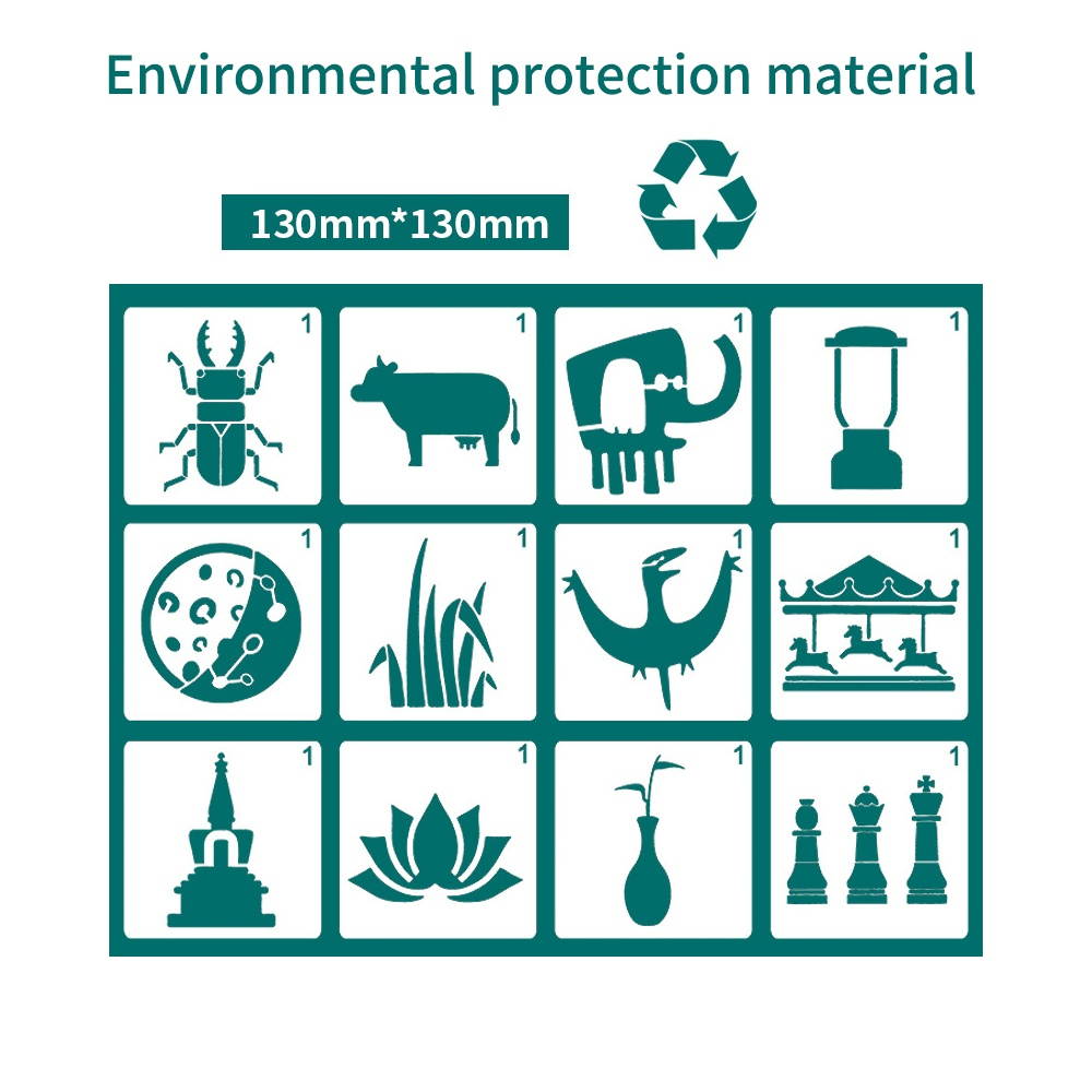 Children Drawing Stencils PET Material Painting Templates Reusable for DIY Painting Craft Journal Notebook Diary Scrapbooking Card Decoration