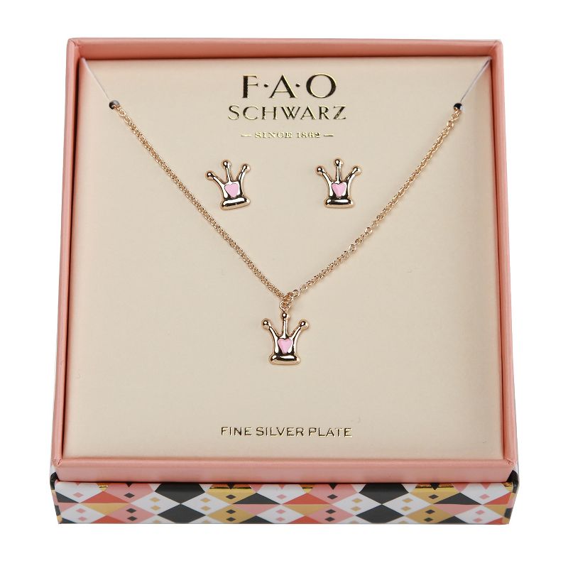 FAO Schwarz Princess Crown Necklace and Earring Set