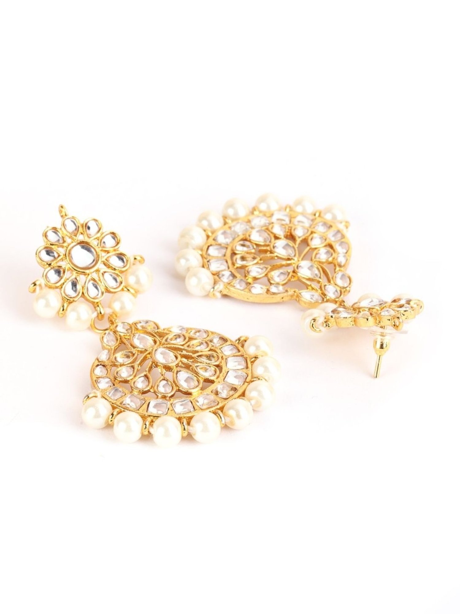 Aatmana Gold-Toned Kundan & Pearl Necklace, Earring & Maang Tikka Set