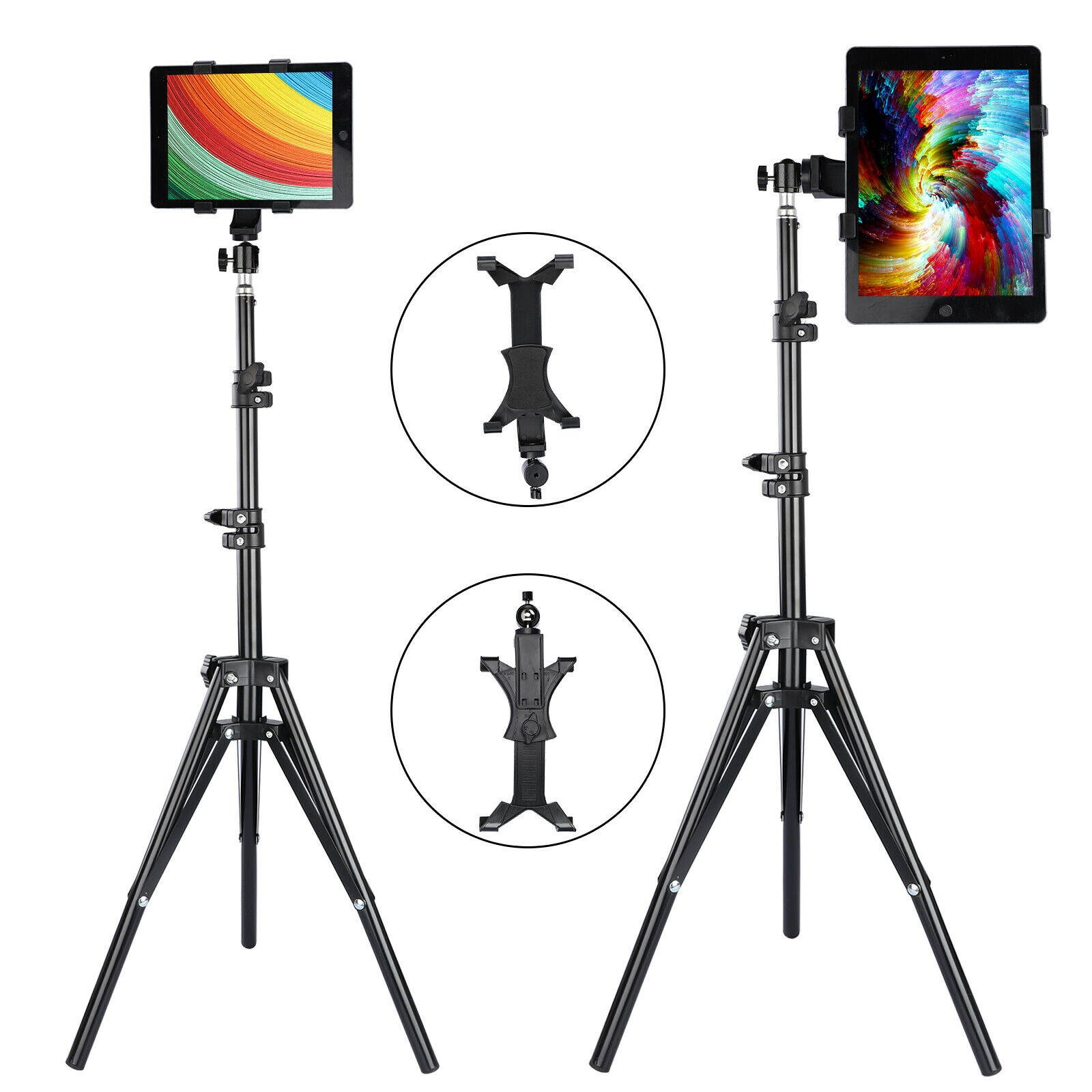 Adjustable Height Tablet Floor Stand Foldable Tripod Mount Holder For iPad Tab