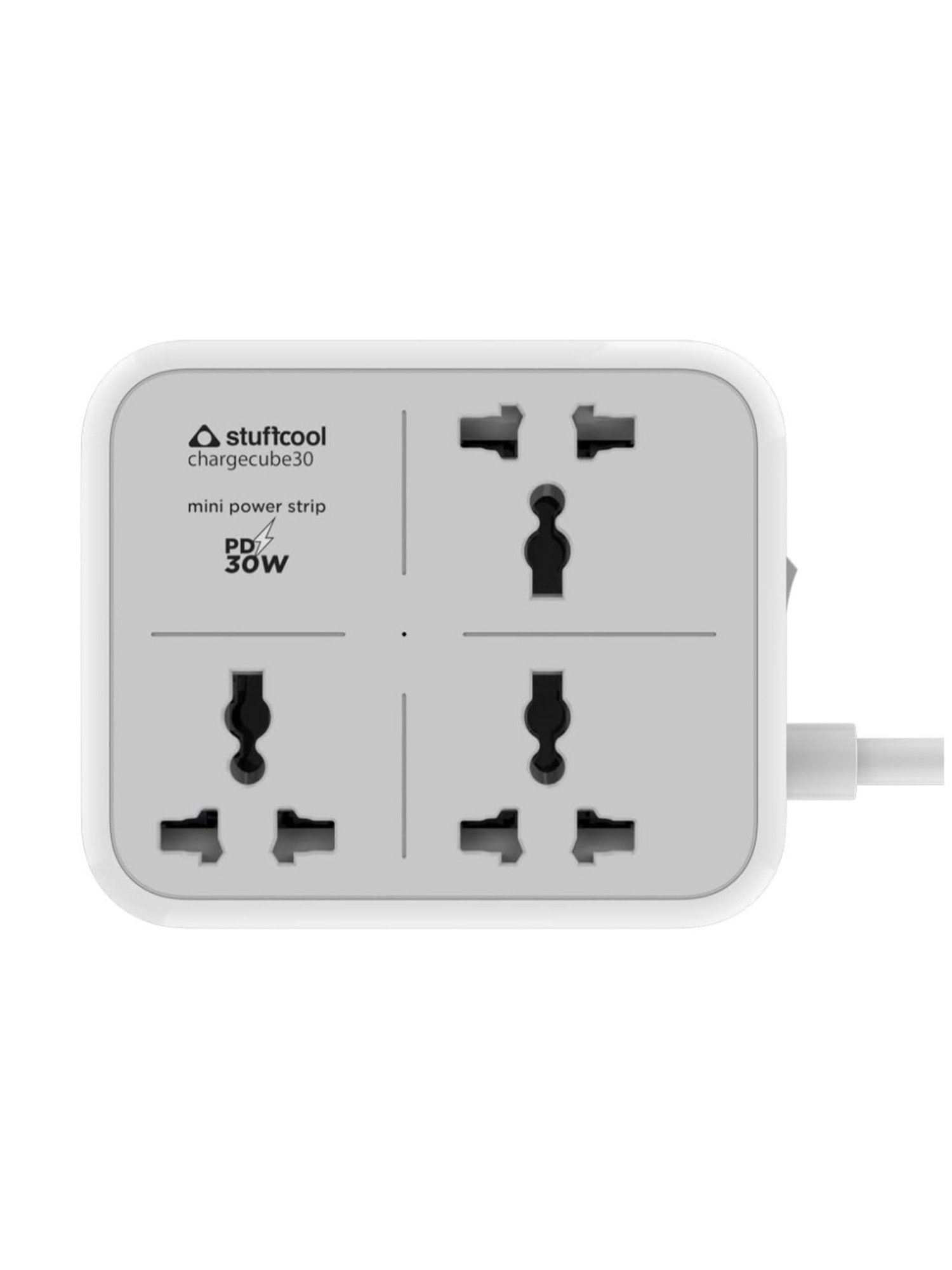Stuffcool ChargeCube 30 Mini Surge Protector with 3 AC Ports and 30W Dual Port Type C (White)