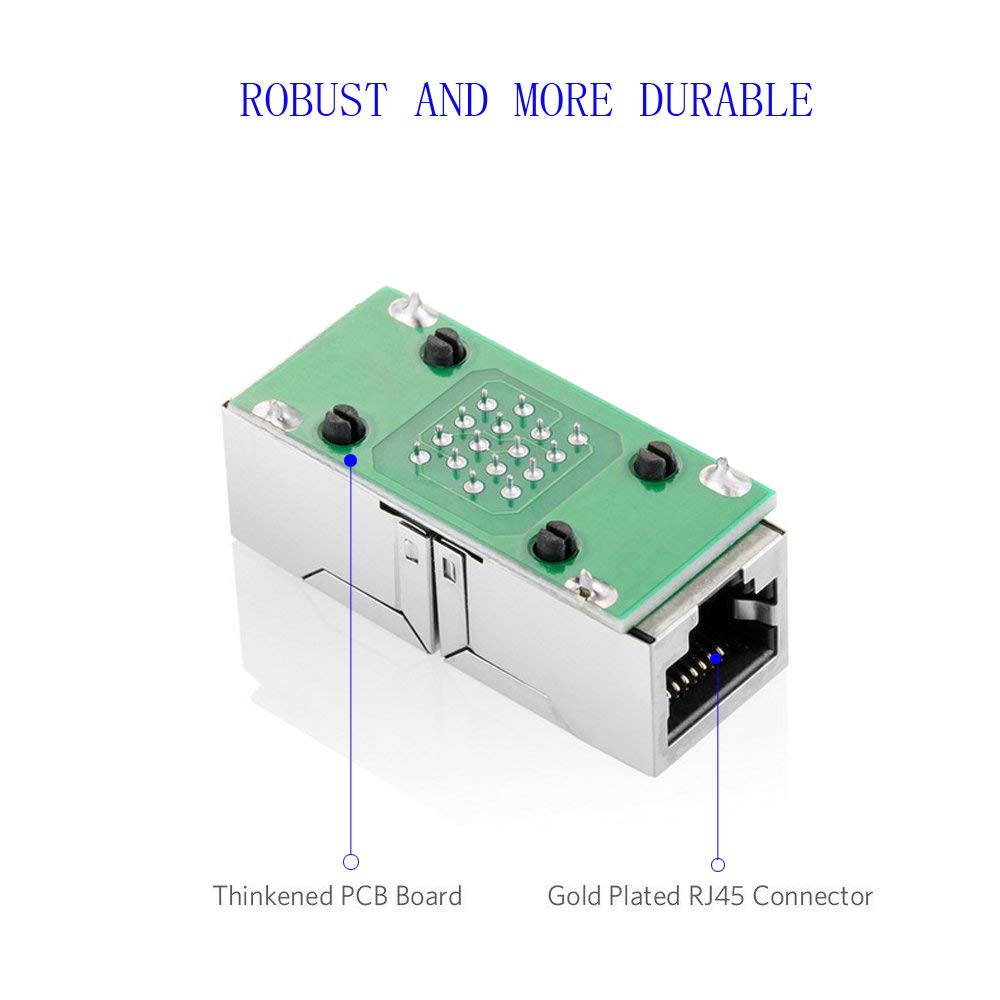 Wanmingtek RJ45 Coupler  in Line Coupler Cat7 Cat6 Cat5e Ethernet Cable Extender Adapter Female to Female (Black, 5 Pcs)