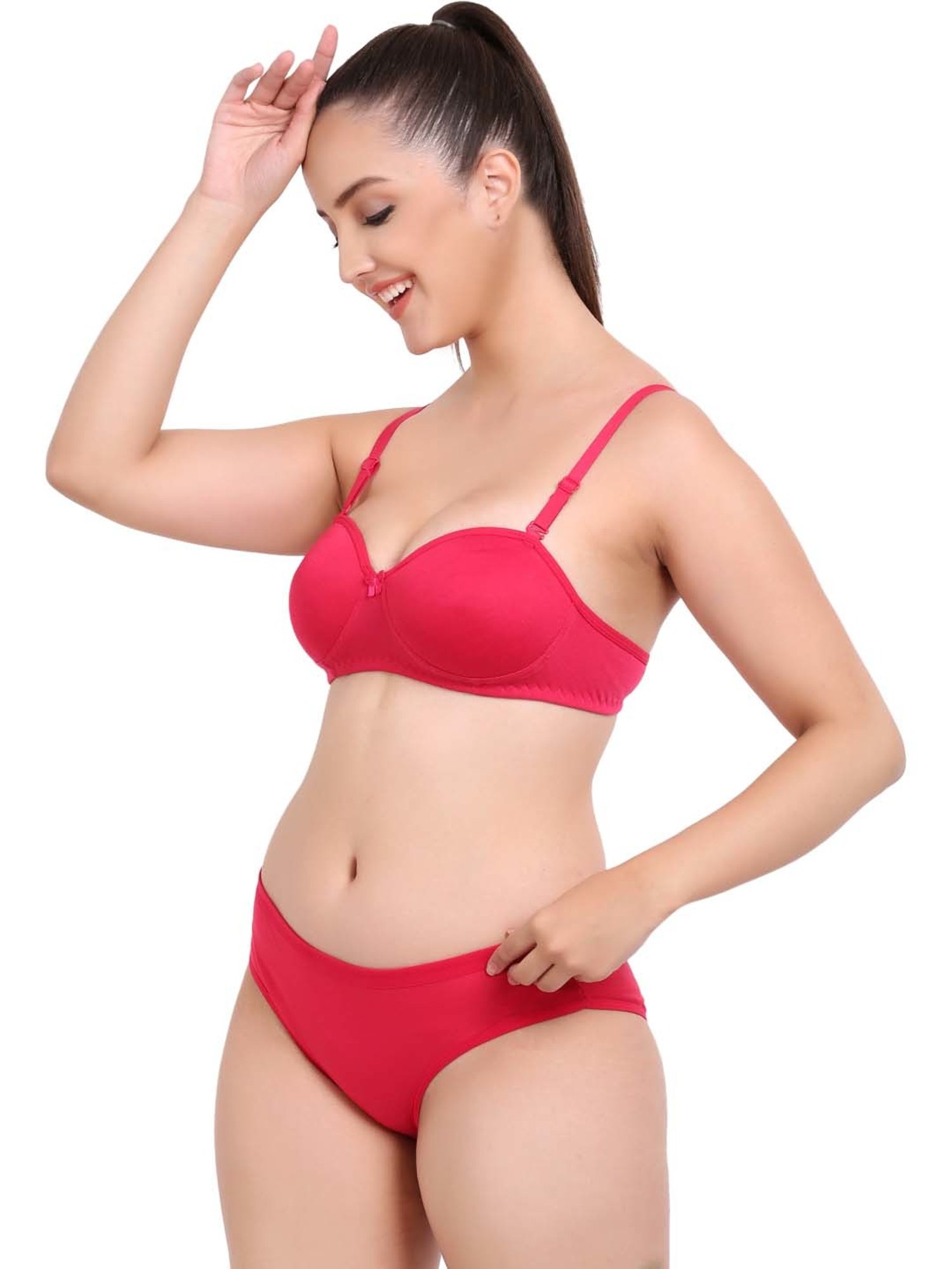 AROUSY Red Cotton Bra & Panty Set