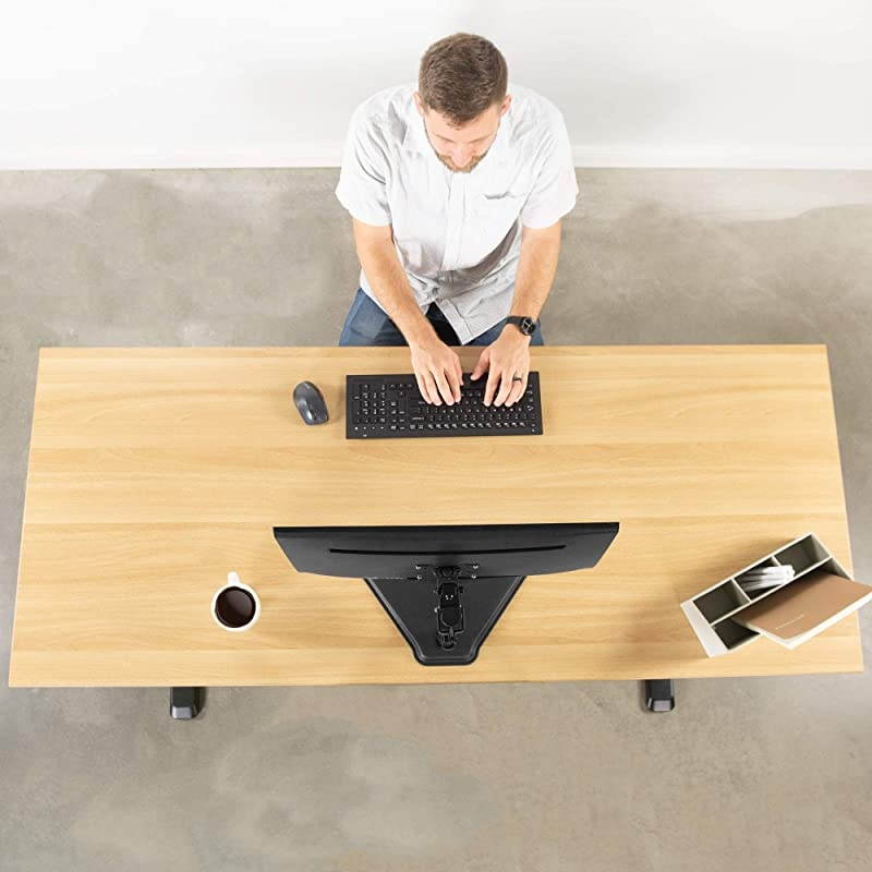 Single Monitor Stand Freestanding VESA Steel Mount Base Riser fits 13 to 32 inch Screens Adjustable Height Tilt Swivel Rotation STANDV001H