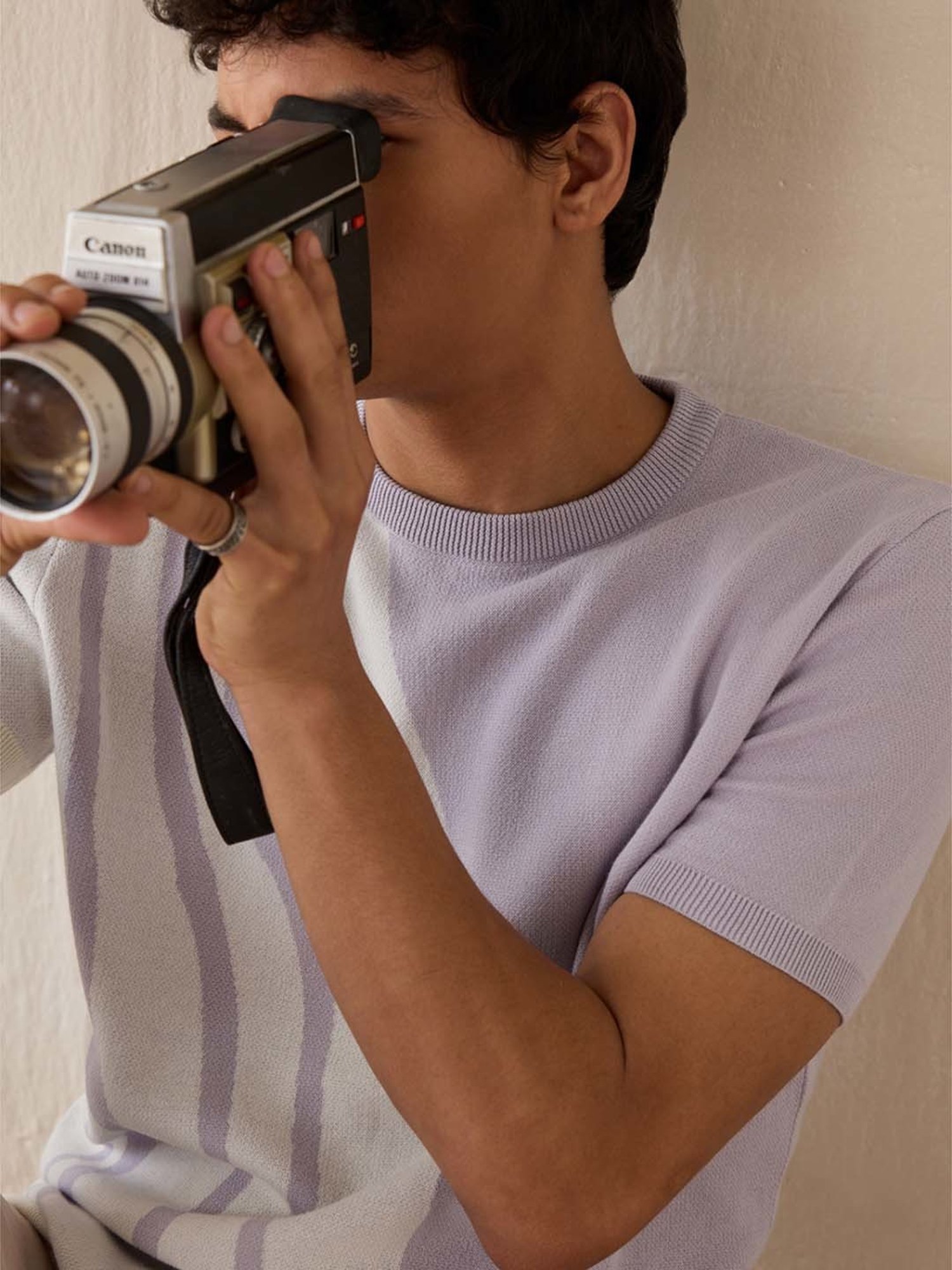 Andamen Lavender Cotton Regular Fit Printed T-Shirt