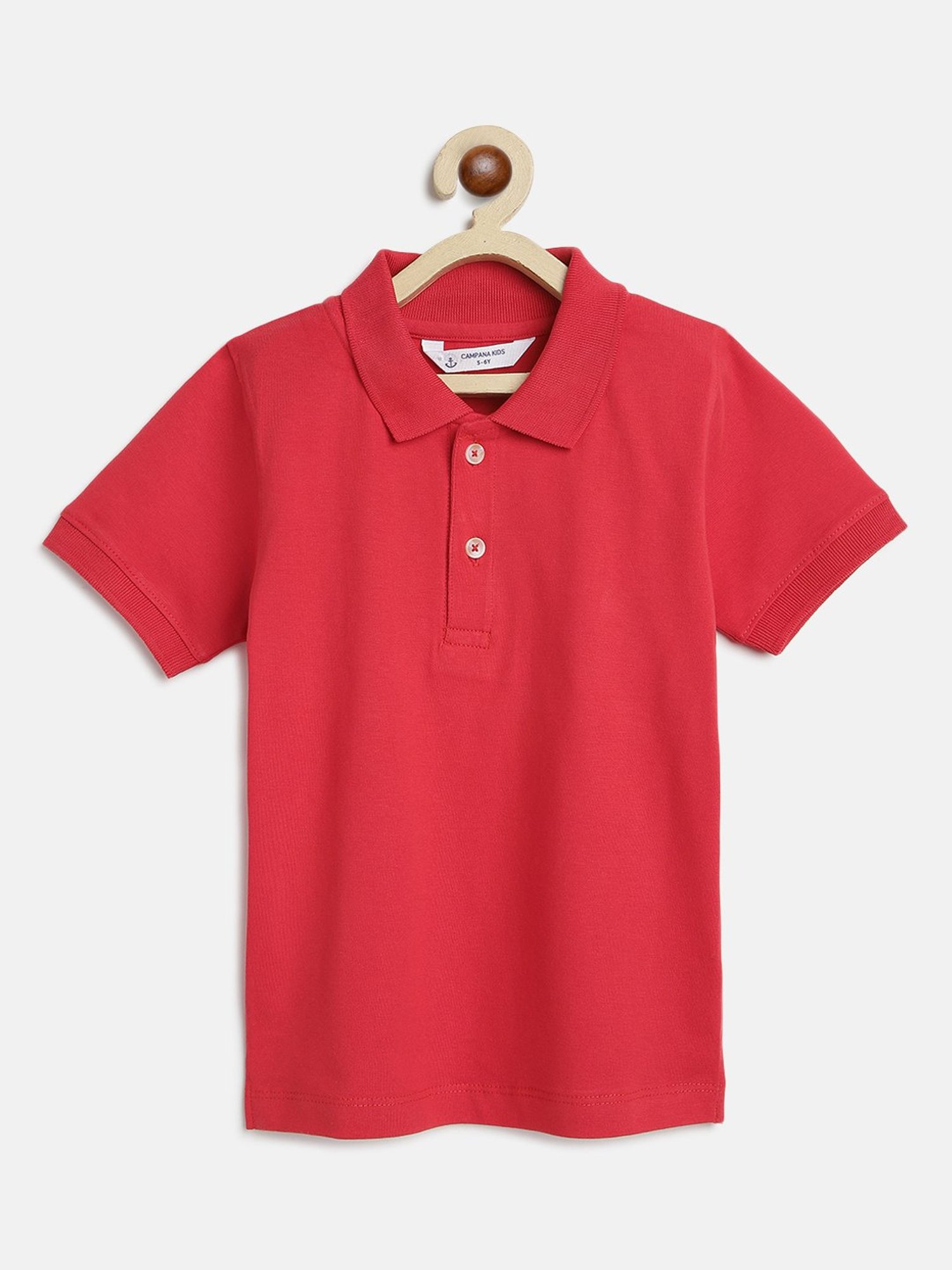 Campana Kids Red Solid Polo T-Shirt