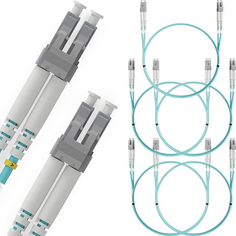 LC to LC Fiber Patch Cable Multimode Duplex 1m 328ft 50125um OM3 10G LSZH 5 Pack  PureOptics Cable Series
