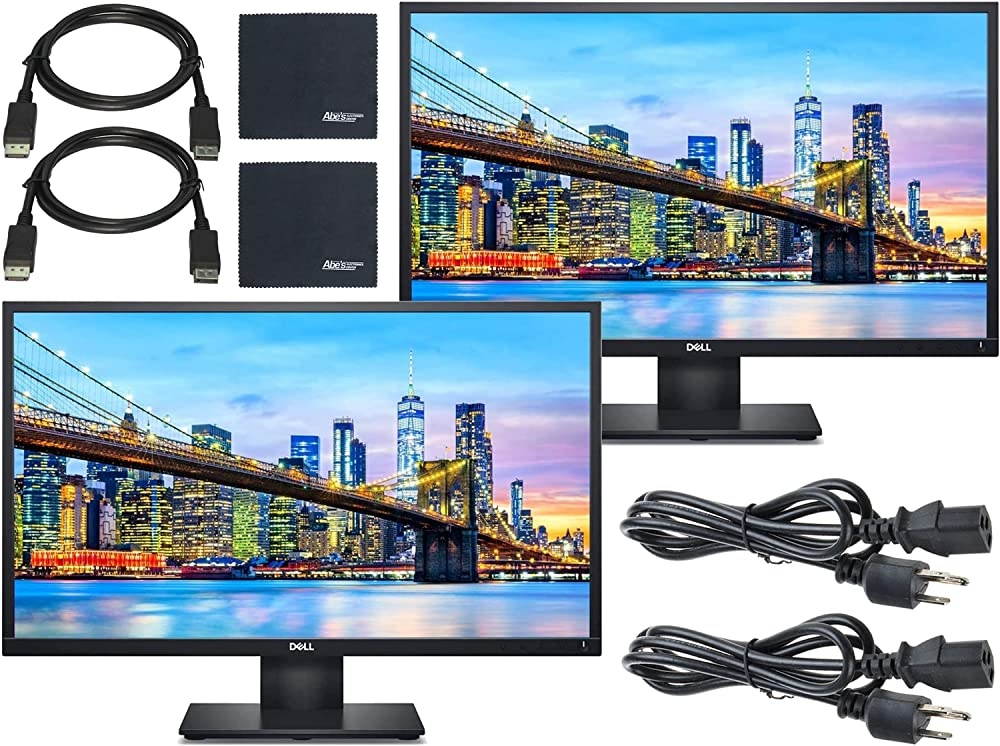 Dell E2420H 24" 16:9 IPS Monitor + Display Port Cable + AOM Microfiber Cleaning Cloth Monitor Bundle - 2 Pack