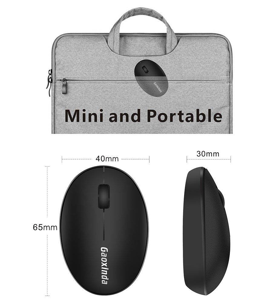 TENMOS Mini Rechargeable Wireless Mouse, 2.4GHz Optical Travel Mouse Silent Wireless Computer Mice with USB Receiver, Auto Sleeping, 3 Buttons, 1000 DPI Compatible with Laptop, PC, Computer(Black)